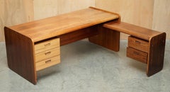 DANISH MID CENTURY MODERN BRAZILIAN WOOD OFFICE RiGHT CORNER DESK PART OF SUITE