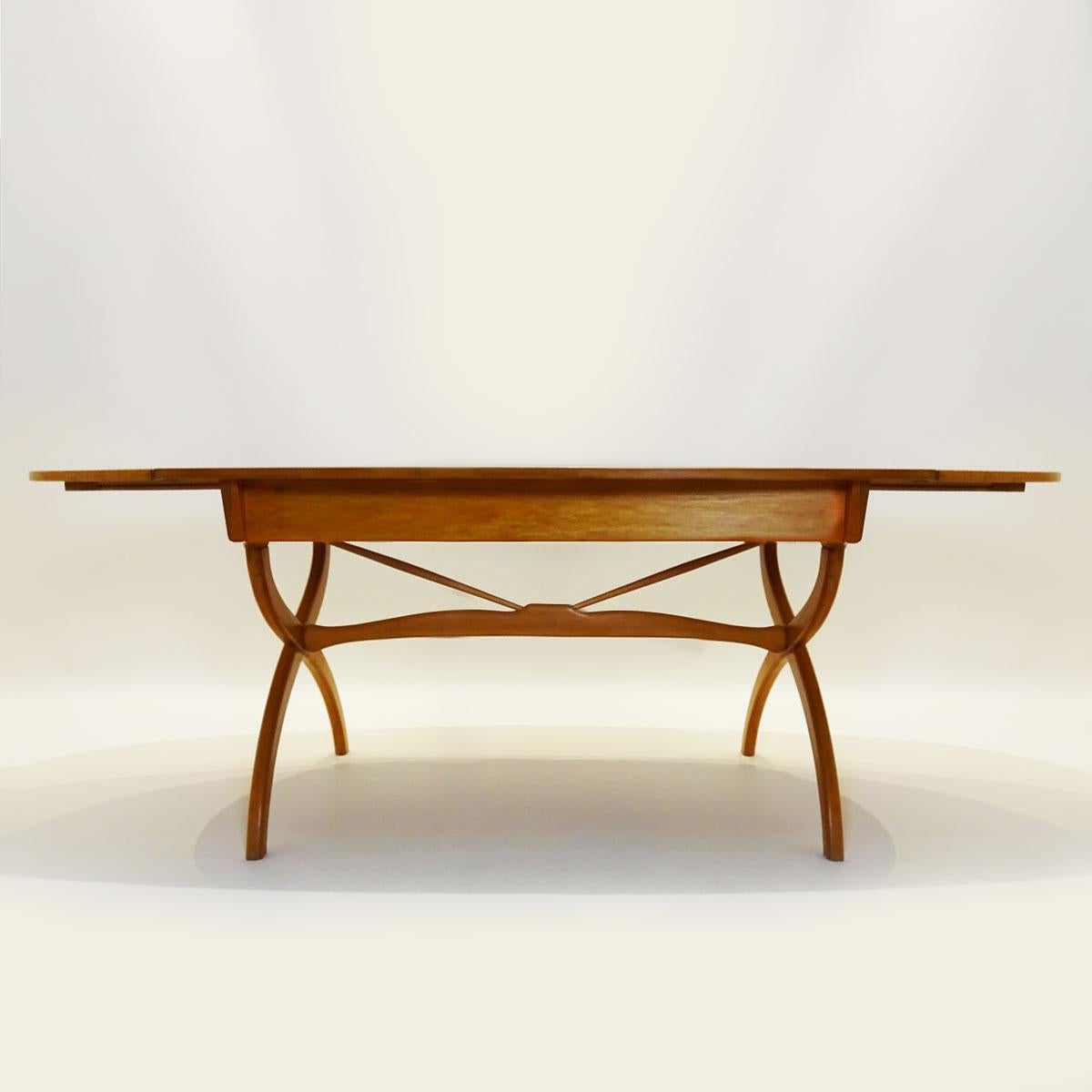 Danish Mid-Century Modern Børge Mogensen 1957 Beech and Teak Drop-Leaf Desk In Good Condition In Highclere, Newbury