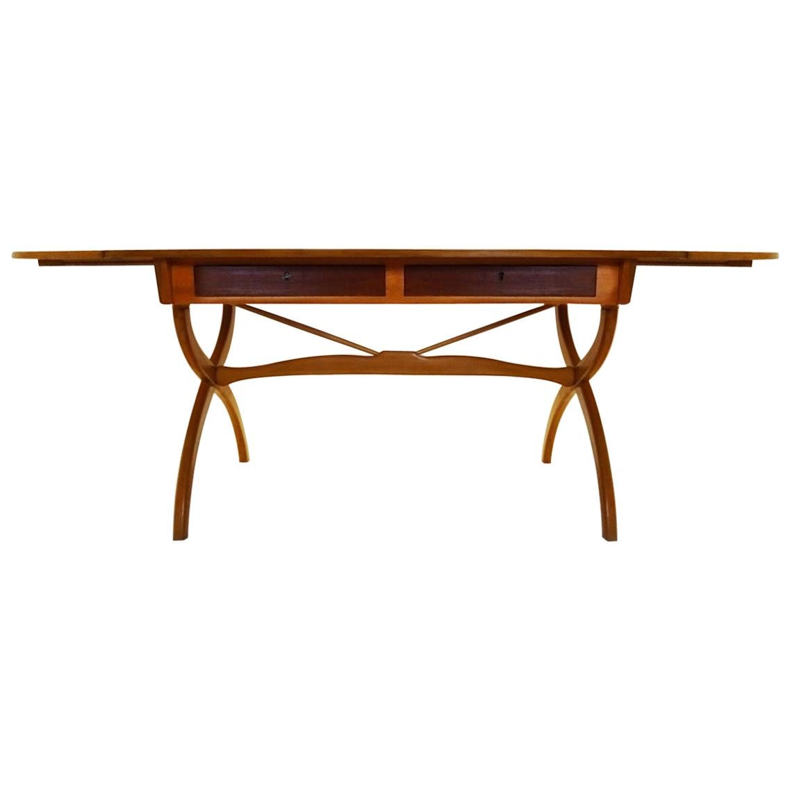 Danish Mid-Century Modern Børge Mogensen 1957 Beech and Teak Drop-Leaf Desk