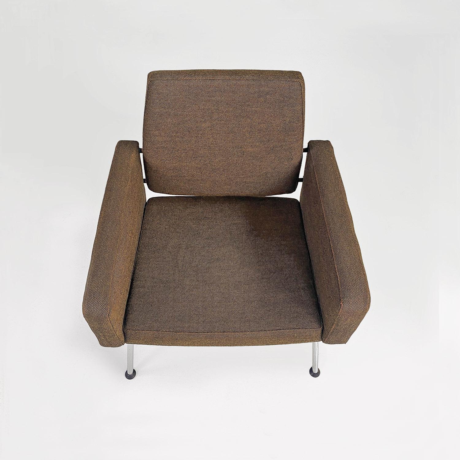 Danish mid-century modern brown fabric steel armchairs Kay Korbing Godtfred 1960 For Sale 4