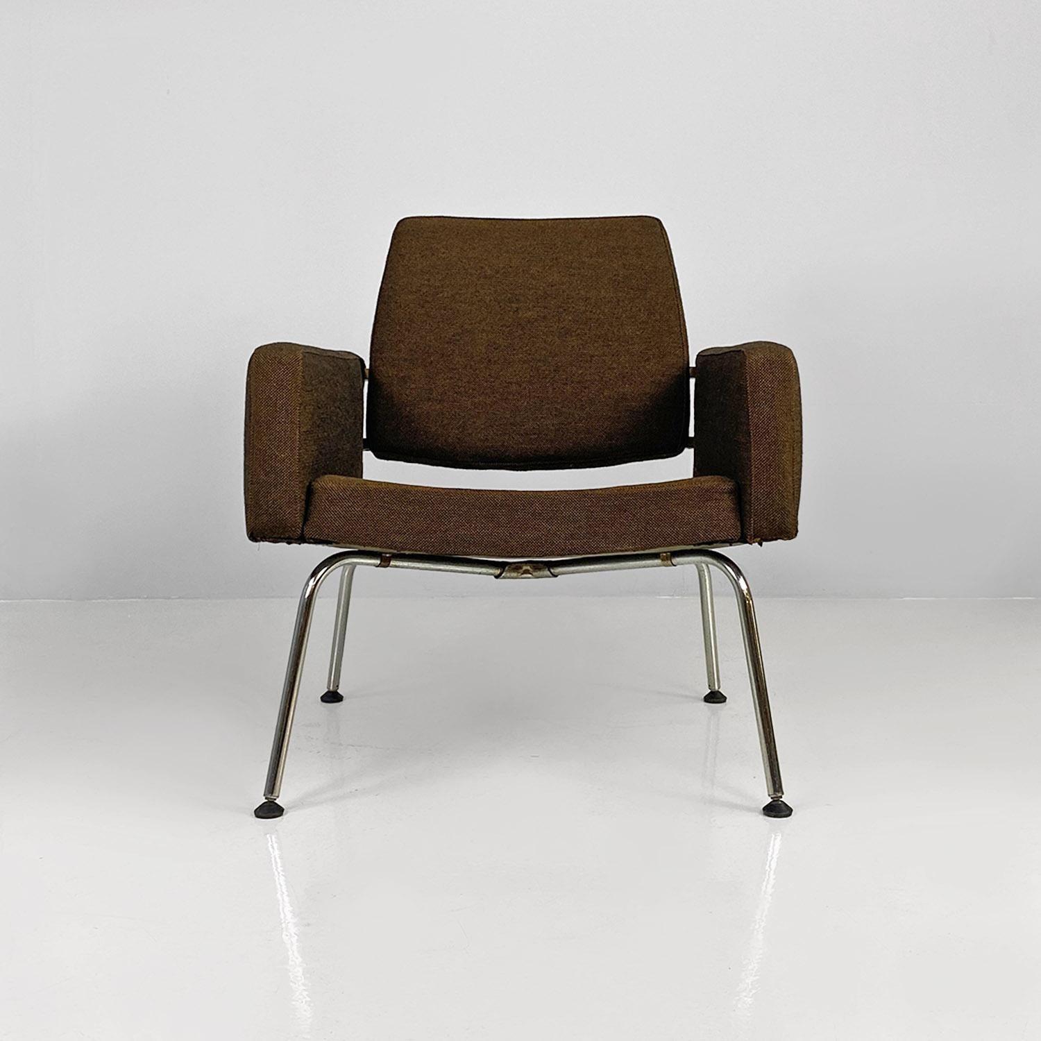 Mid-20th Century Danish mid-century modern brown fabric steel armchairs Kay Korbing Godtfred 1960 For Sale