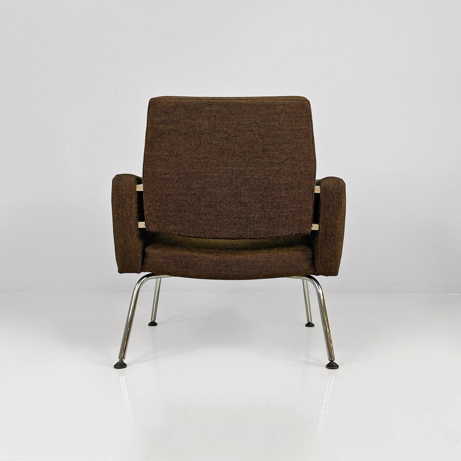 Danish mid-century modern brown fabric steel armchairs Kay Korbing Godtfred 1960 For Sale 3