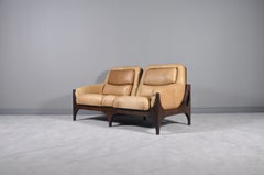 Danish Mid-Century Modern Brown Leather Loveseat, 1960s
