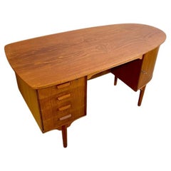 Vintage Danish Mid Century Modern Bullet Shape Teak Desk by HP Hansen