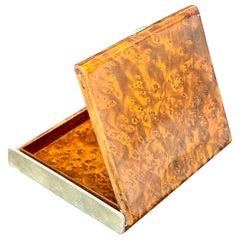 Danish Mid-Century Modern Burlwood and Chrome Trinket Box