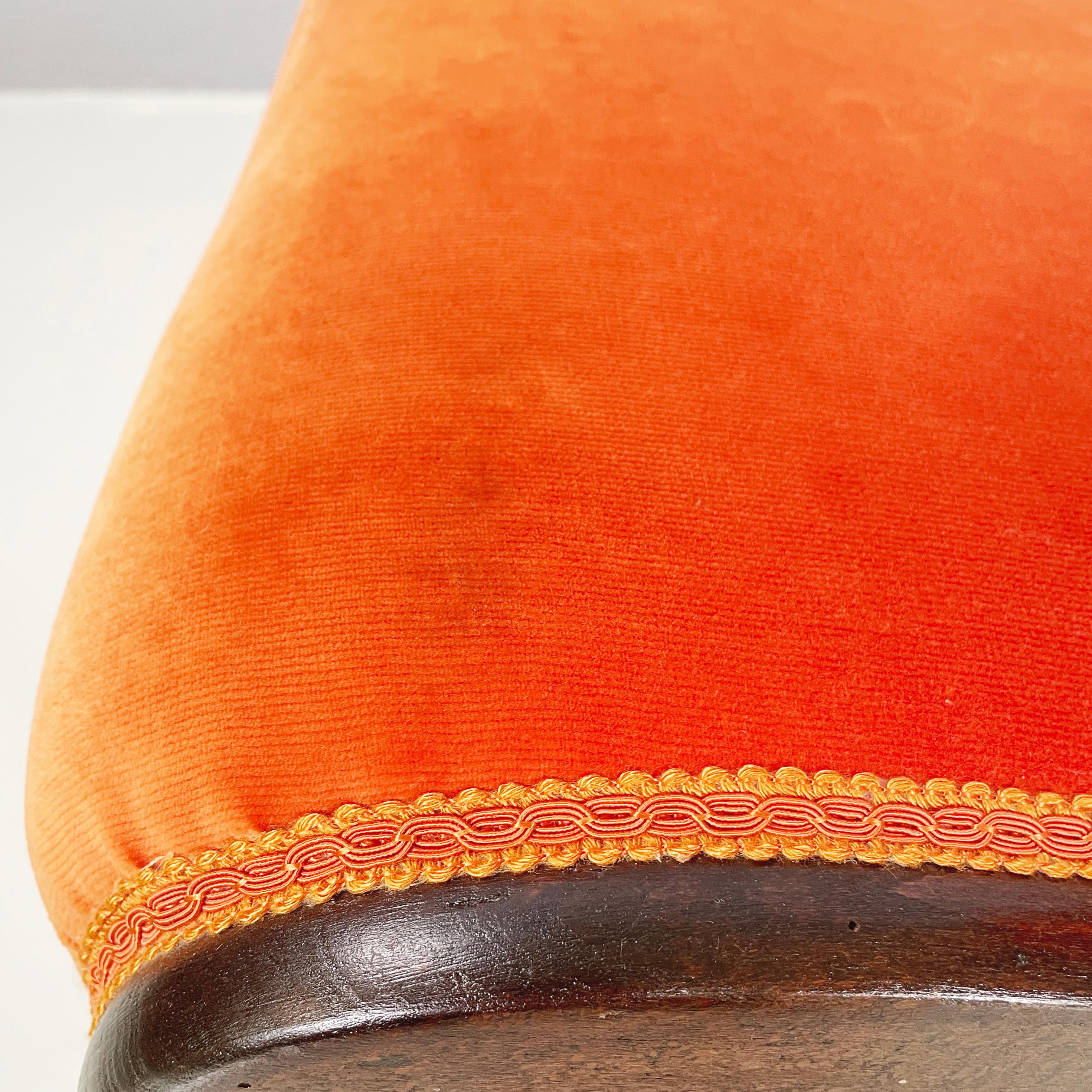 Danish mid-century modern Chair in orange velvet and dark wood, 1950s For Sale 5