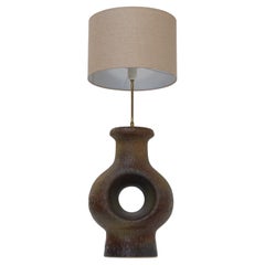 Danish Mid-Century Modern Circular Stoneware Floor Lamp, 1960s.