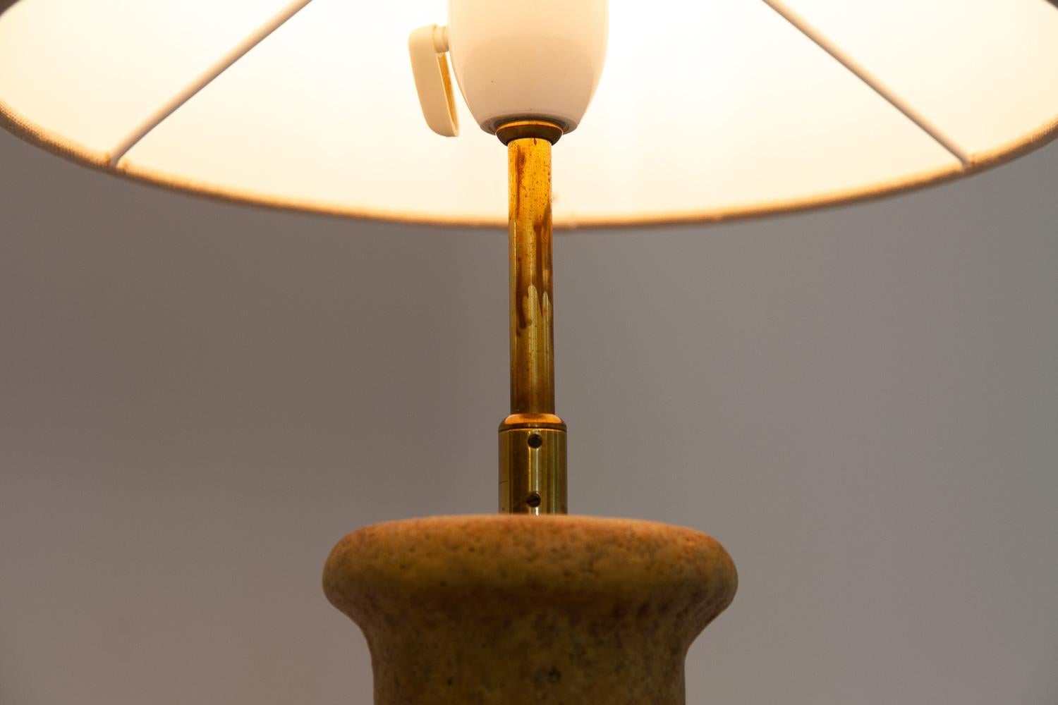 Danish Mid-Century Modern Circular Stoneware Table Lamp, 1960s. For Sale 7