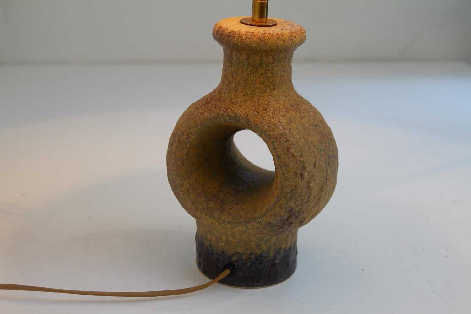Danish Mid-Century Modern Circular Stoneware Table Lamp, 1960s. For Sale 9