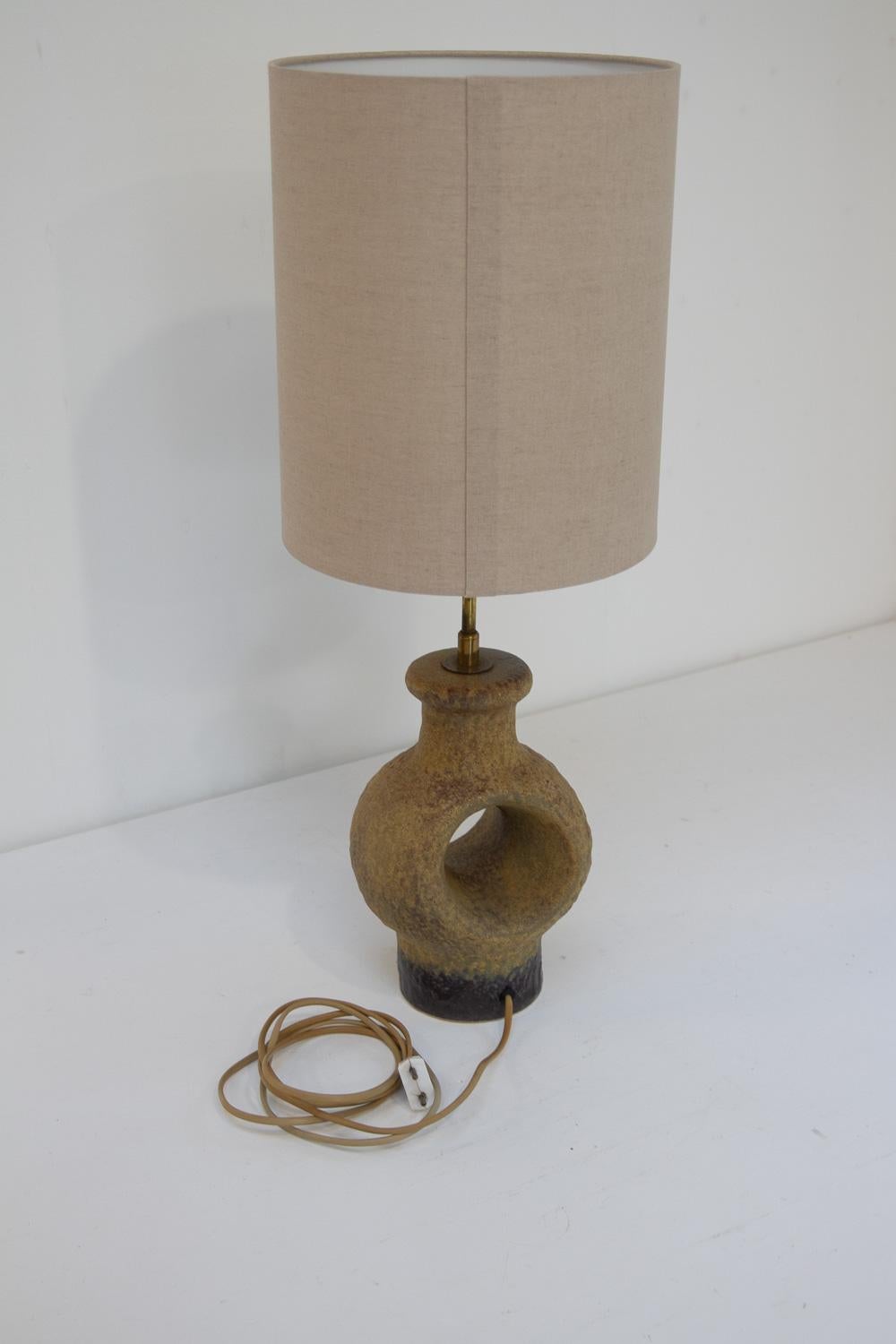 Danish Mid-Century Modern Circular Stoneware Table Lamp, 1960s. For Sale 10