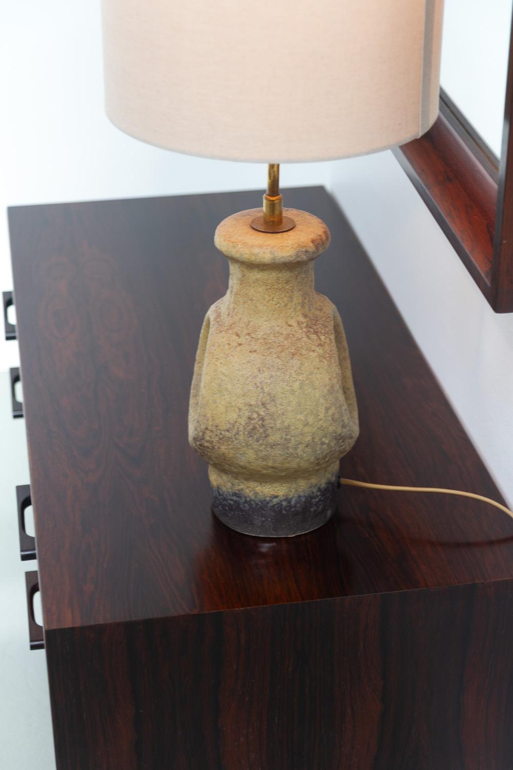 Danish Mid-Century Modern Circular Stoneware Table Lamp, 1960s. For Sale 14