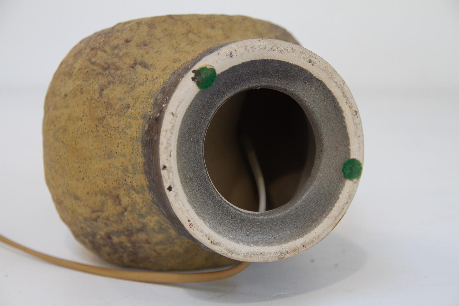 Mid-20th Century Danish Mid-Century Modern Circular Stoneware Table Lamp, 1960s. For Sale
