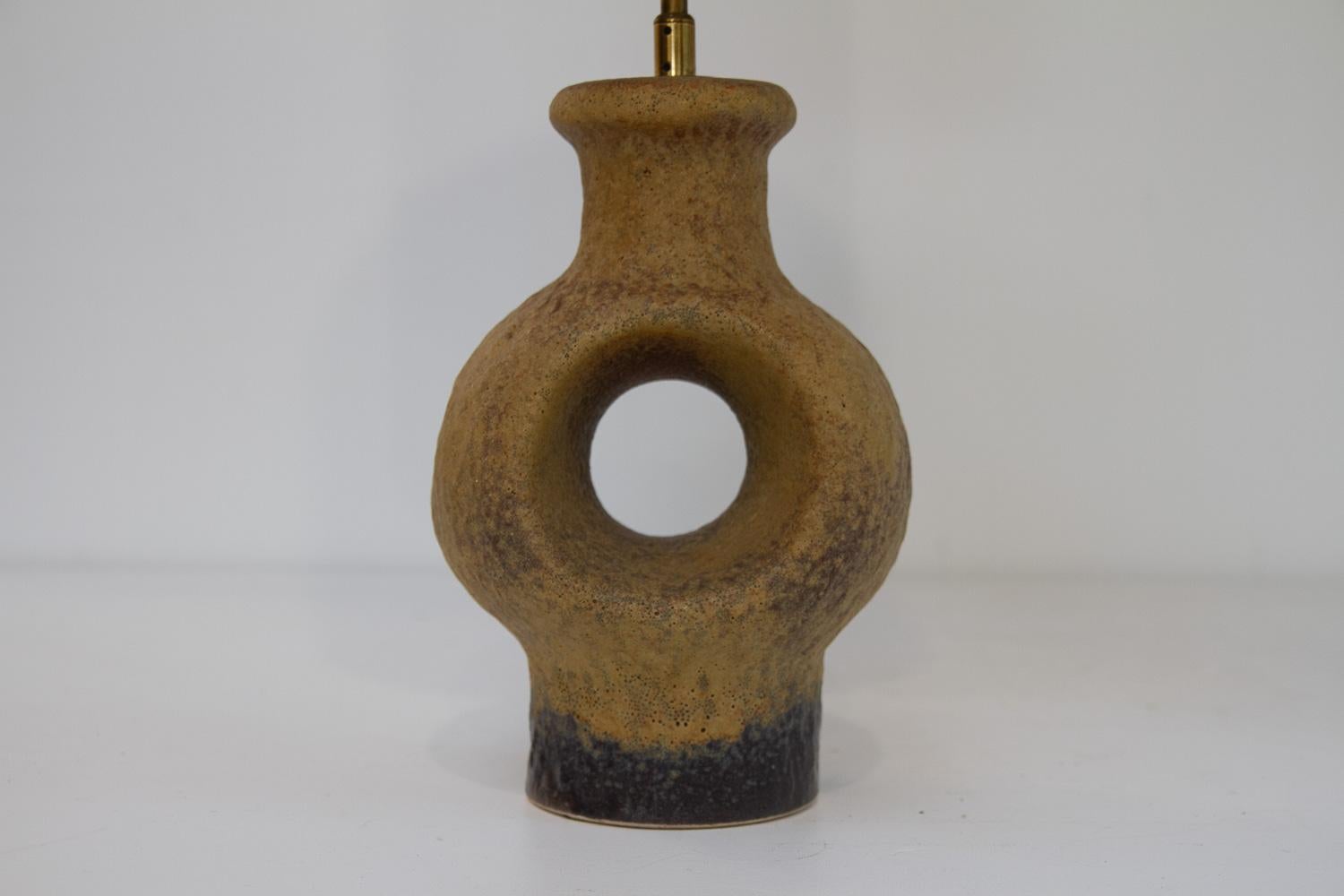 Danish Mid-Century Modern Circular Stoneware Table Lamp, 1960s. For Sale 2