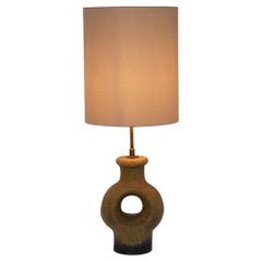 Dänische kreisförmige Steingut-Tischlampe aus der Mitte des Jahrhunderts, 1960er Jahre.
