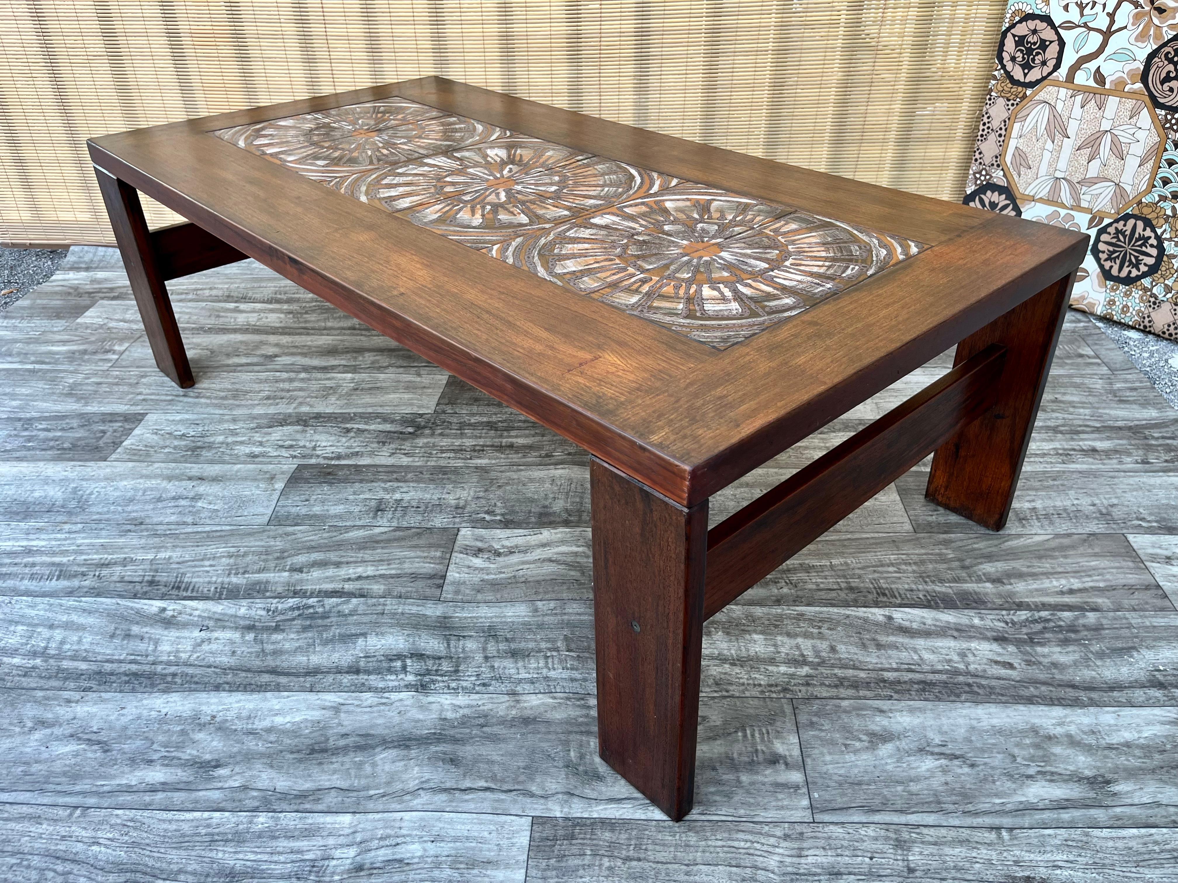 Danish Mid Century Modern Coffee Table With Ceramic Tile Inlays. Circa 1960s  For Sale 5