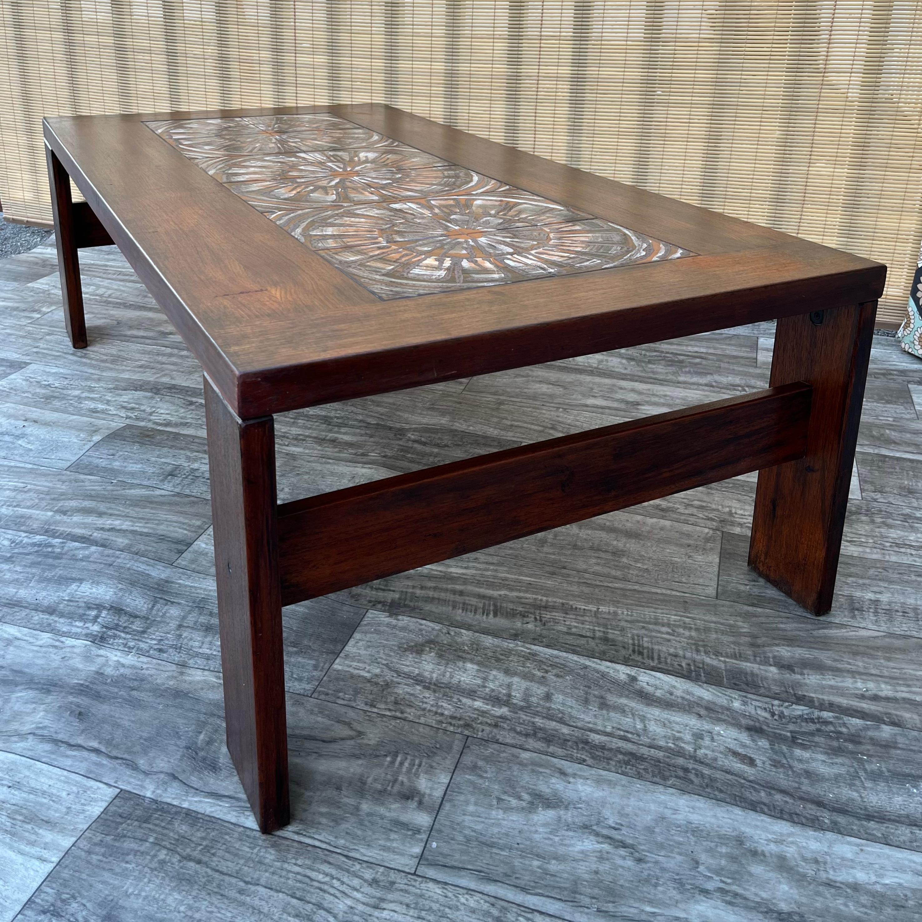 Danish Mid Century Modern Coffee Table With Ceramic Tile Inlays. Circa 1960s  For Sale 6
