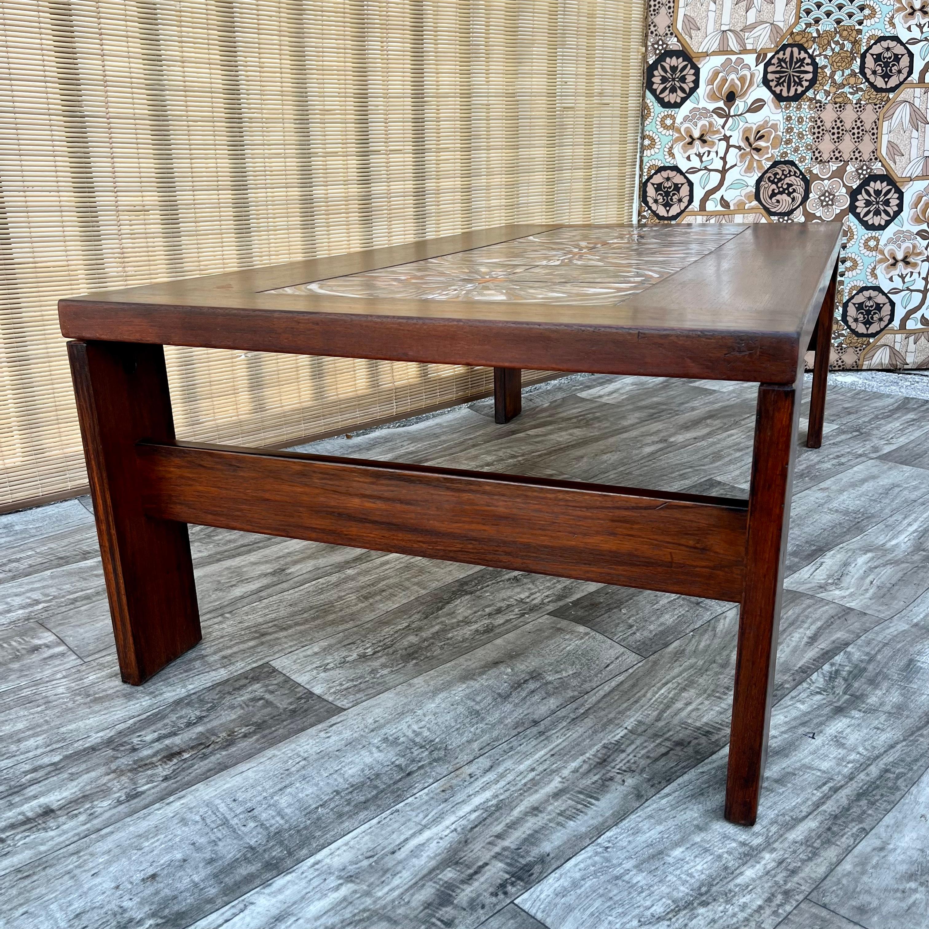 Danish Mid Century Modern Coffee Table With Ceramic Tile Inlays. Circa 1960s  For Sale 7