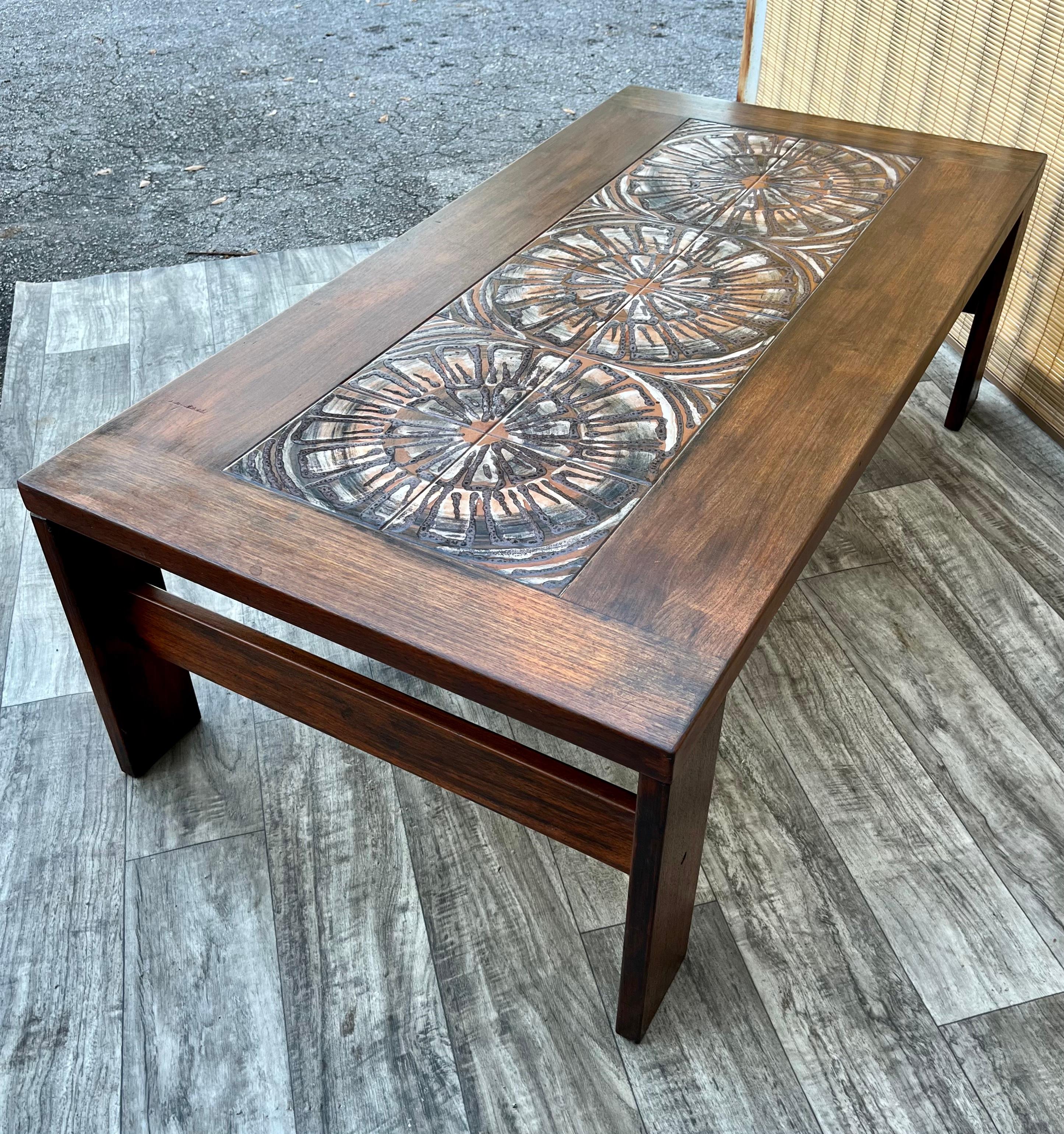Danish Mid Century Modern Coffee Table With Ceramic Tile Inlays. Circa 1960s  For Sale 12
