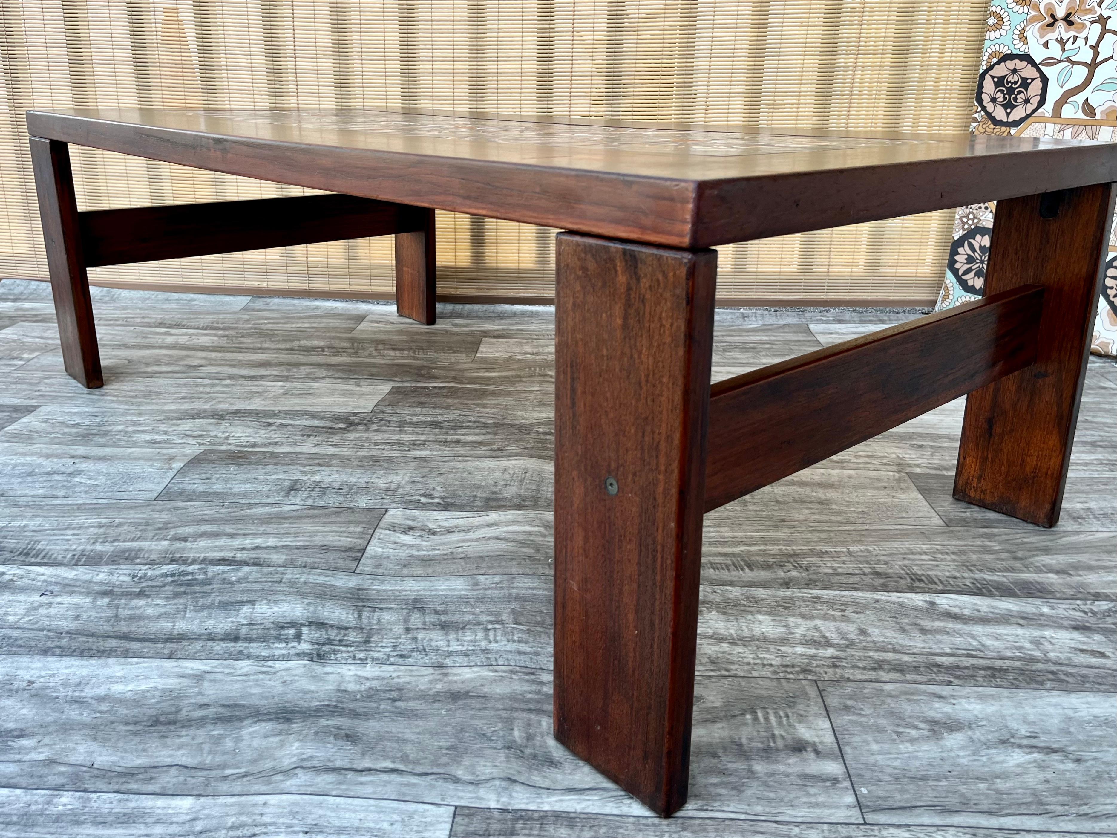Danish Mid Century Modern Coffee Table With Ceramic Tile Inlays. Circa 1960s  For Sale 14