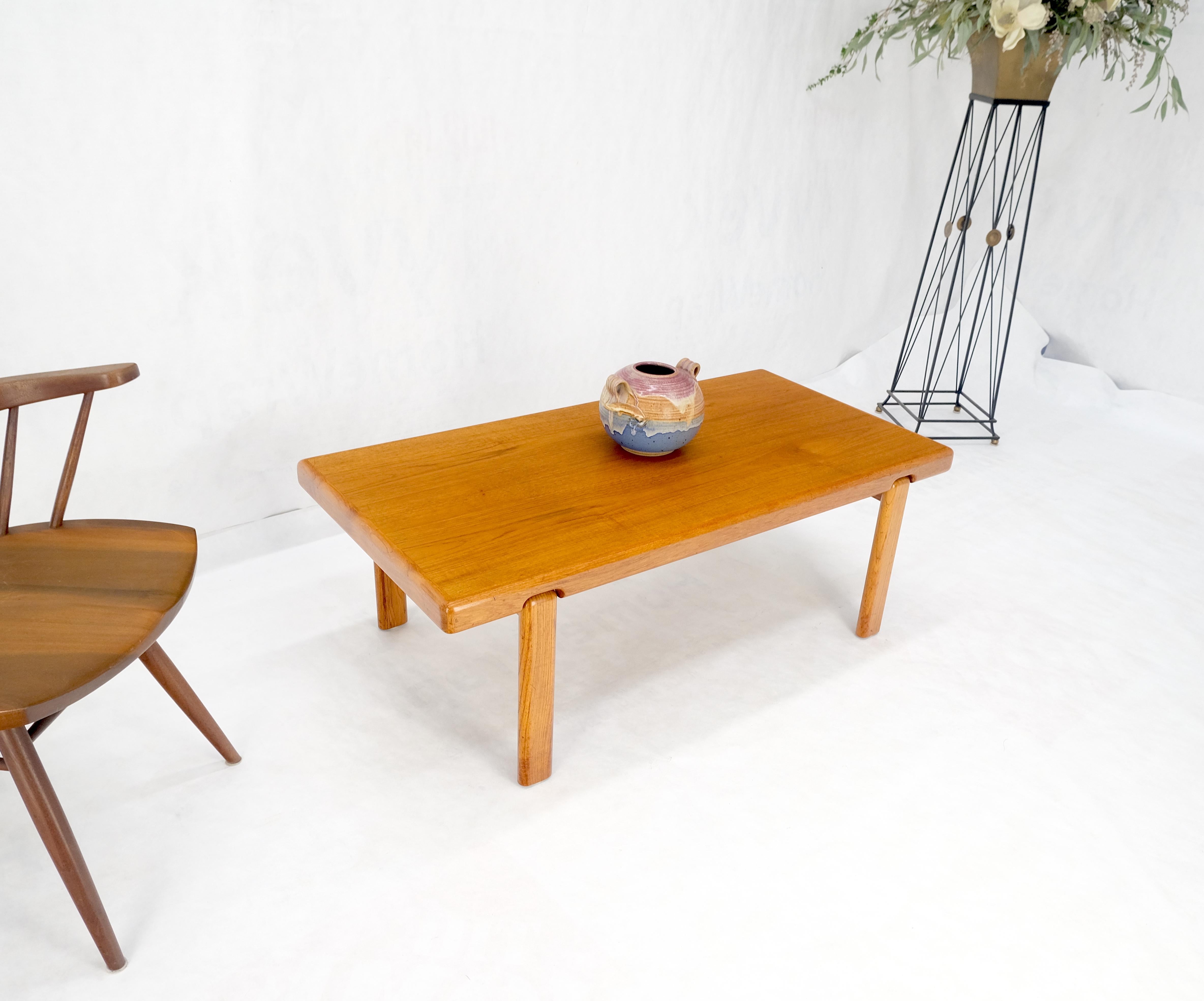 Danish Mid Century Modern Compact Rectangle Solid Teak Legs Coffee Table MINT For Sale 5