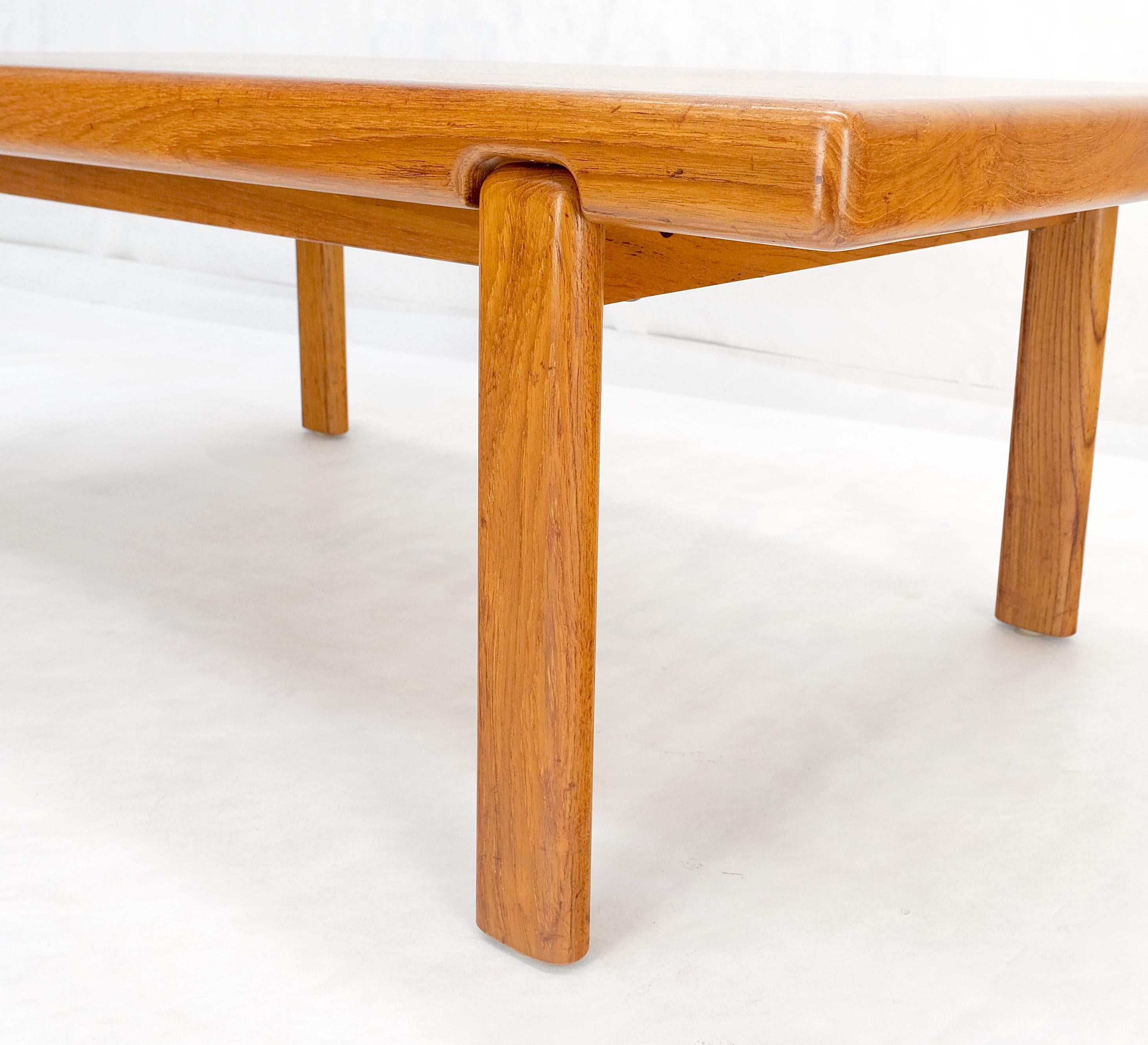 Mid-Century Modern Danish Mid Century Modern Compact Rectangle Solid Teak Legs Coffee Table MINT For Sale