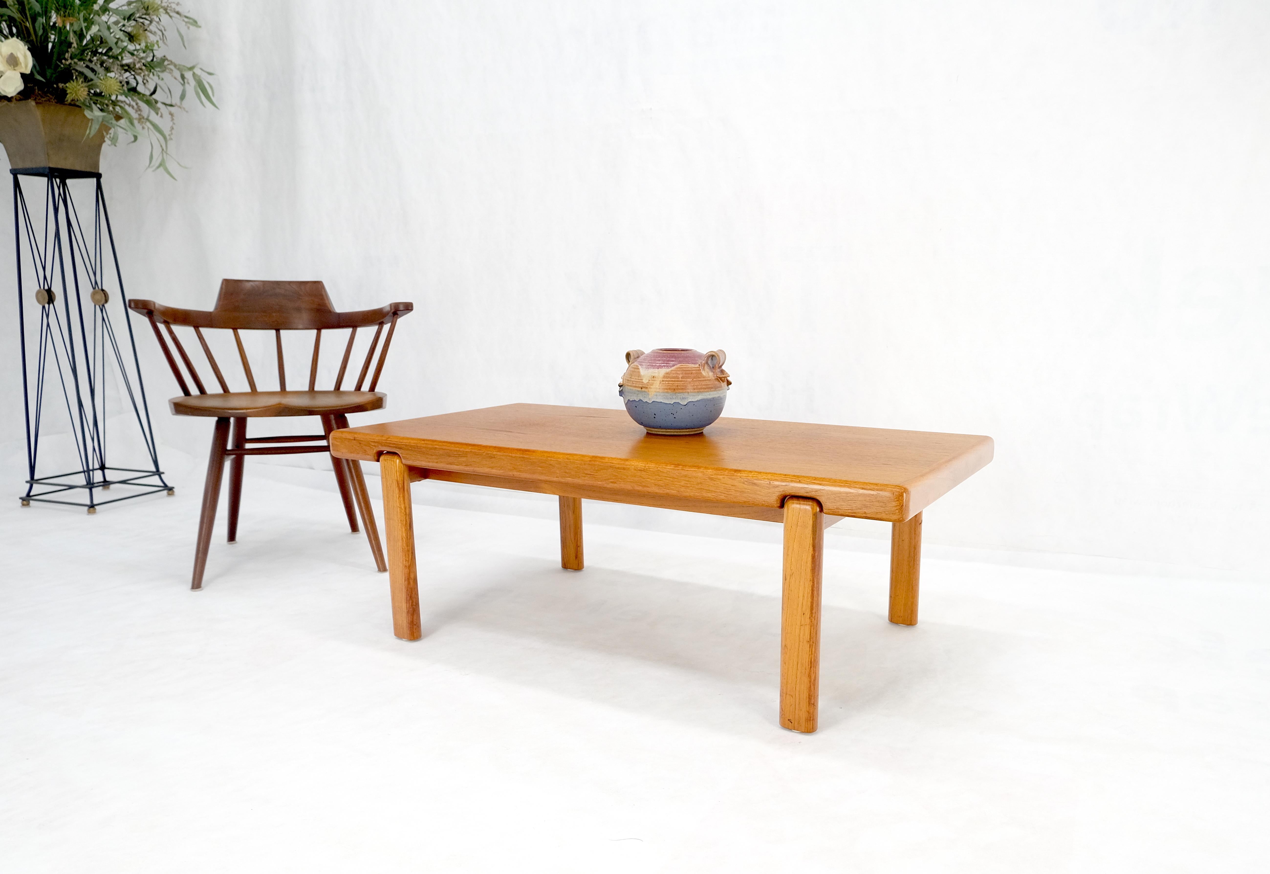 Danish Mid Century Modern Compact Rectangle Solid Teak Legs Coffee Table MINT For Sale 2