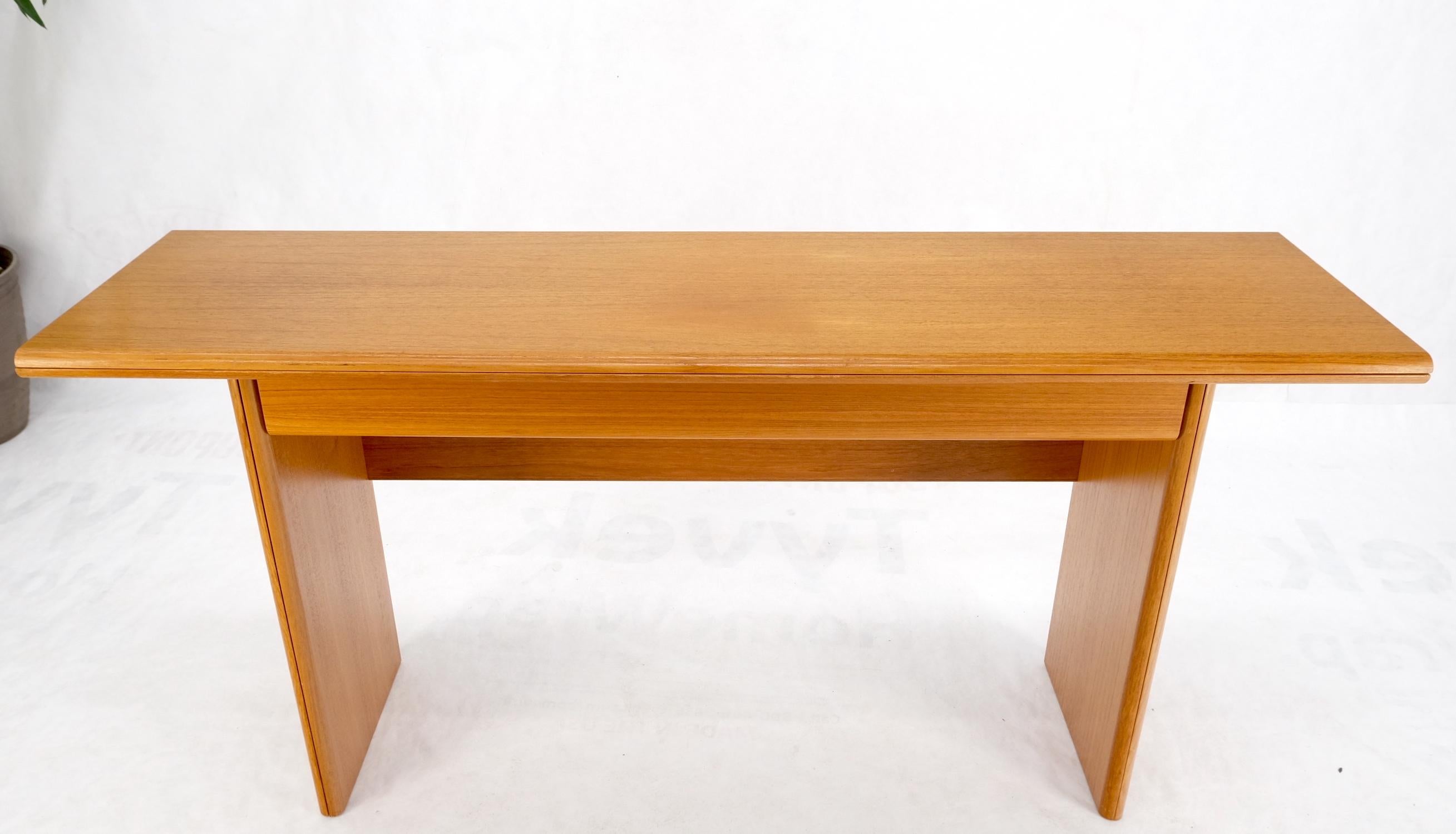 Danish Mid-Century Modern Convertible Fold Out Console Dining Table 1 Drawer For Sale 3