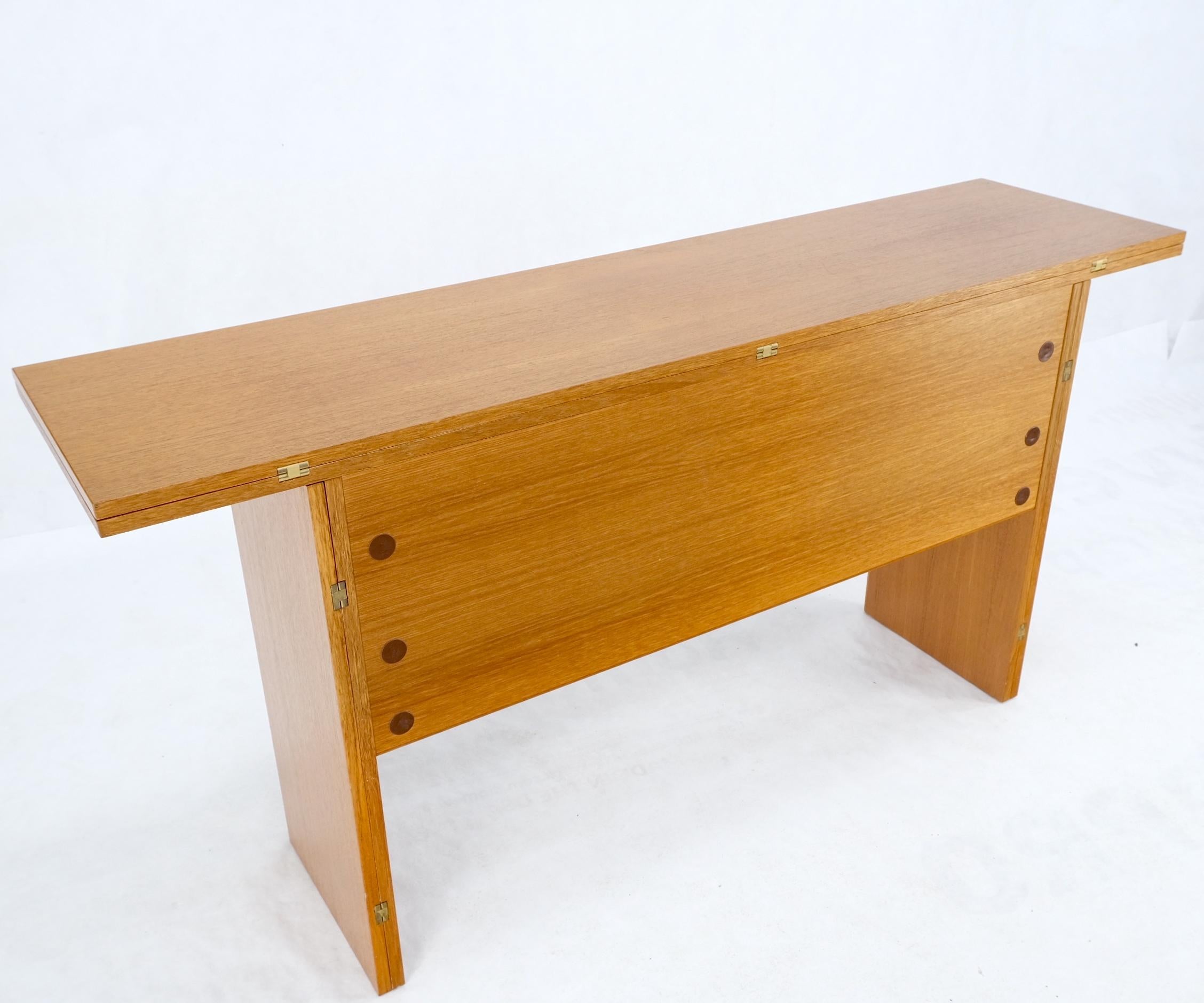 Danish Mid-Century Modern Convertible Fold Out Console Dining Table 1 Drawer For Sale 10