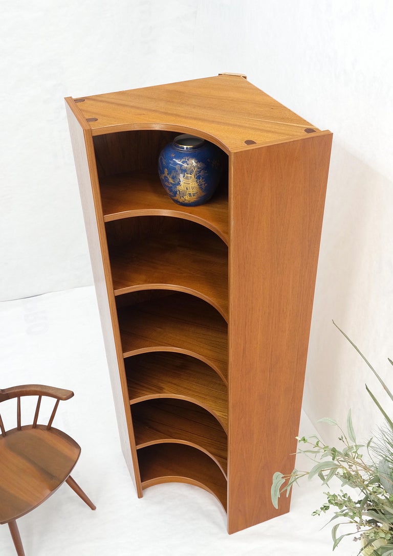 Danish MidCentury Modern Corner Teak Bookcase Shelving Unit Etagere