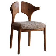 Danish Mid Century Modern, "Cowhorn" Chair in Pine & Lambswool, 1960s