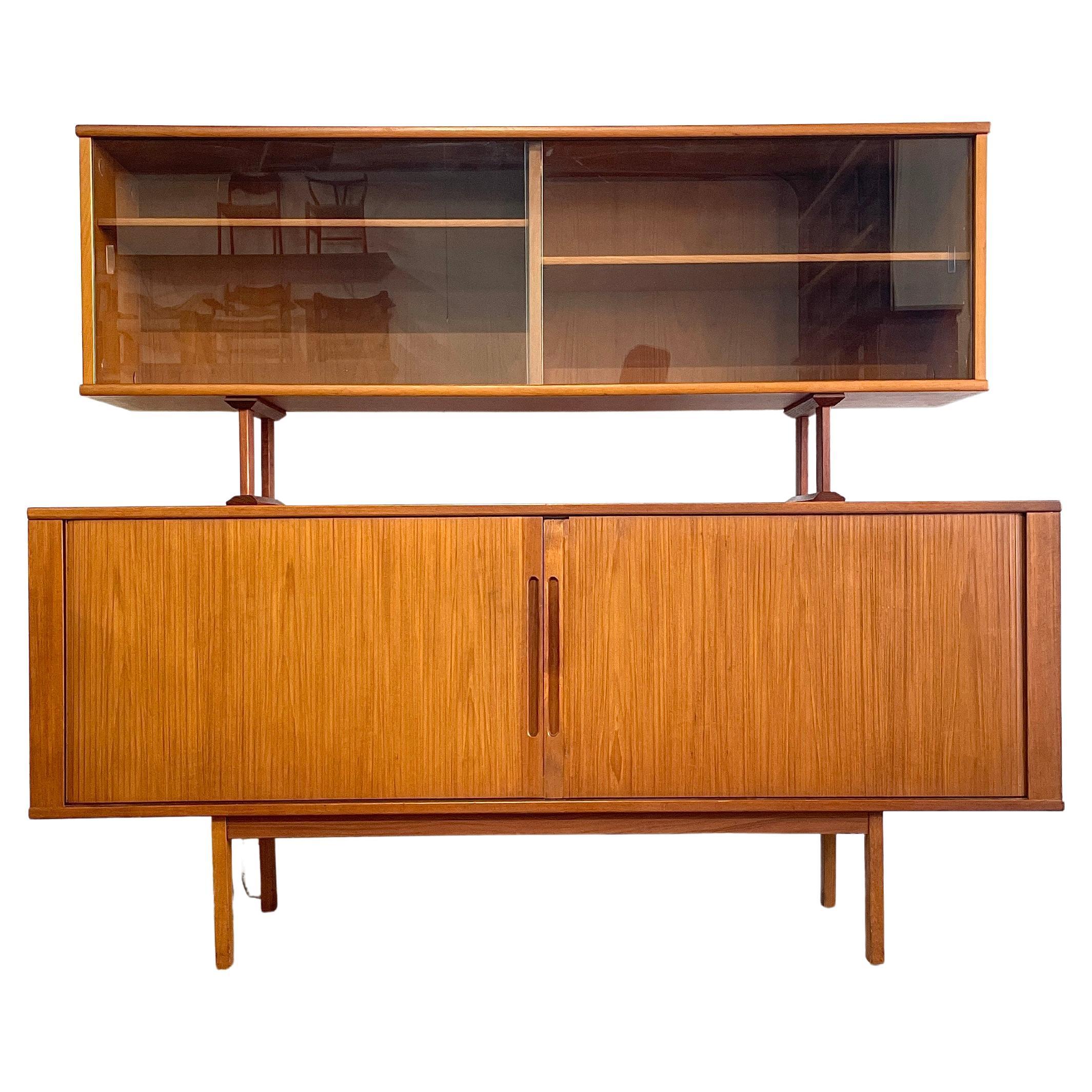 Danish Mid Century Modern Credenza and Hutch or China Cabinet
