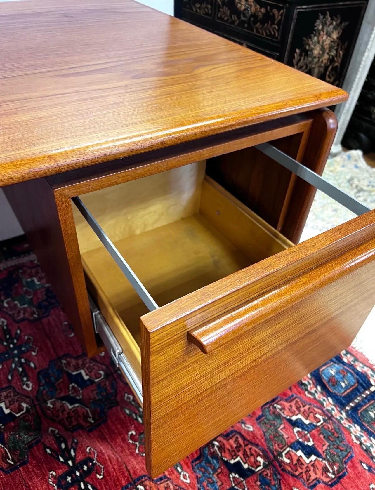 Danish Mid Century Modern Danflex System Denmark Teak Desk with Floating Top 1