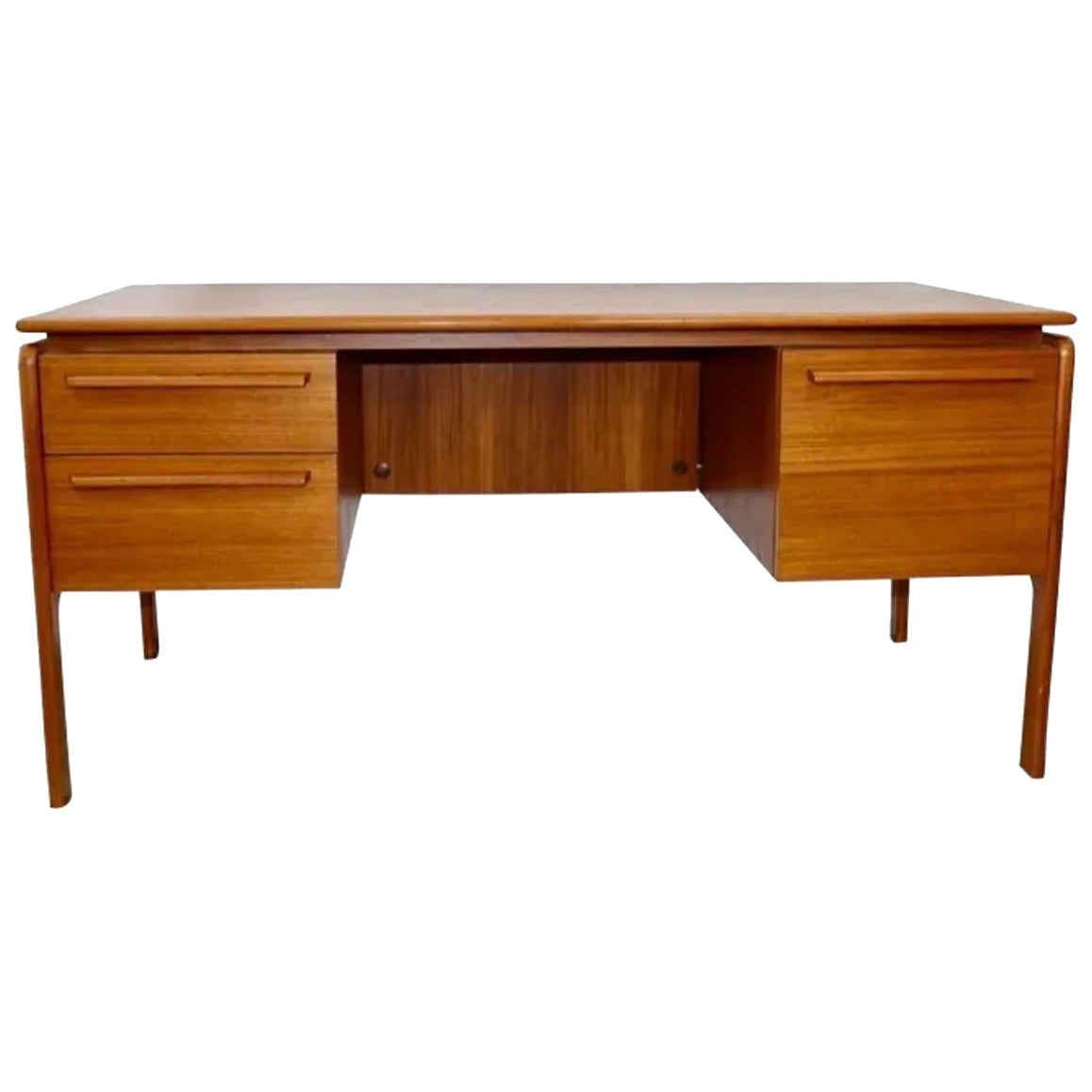 Danish Mid Century Modern Danflex System Denmark Teak Desk with Floating Top