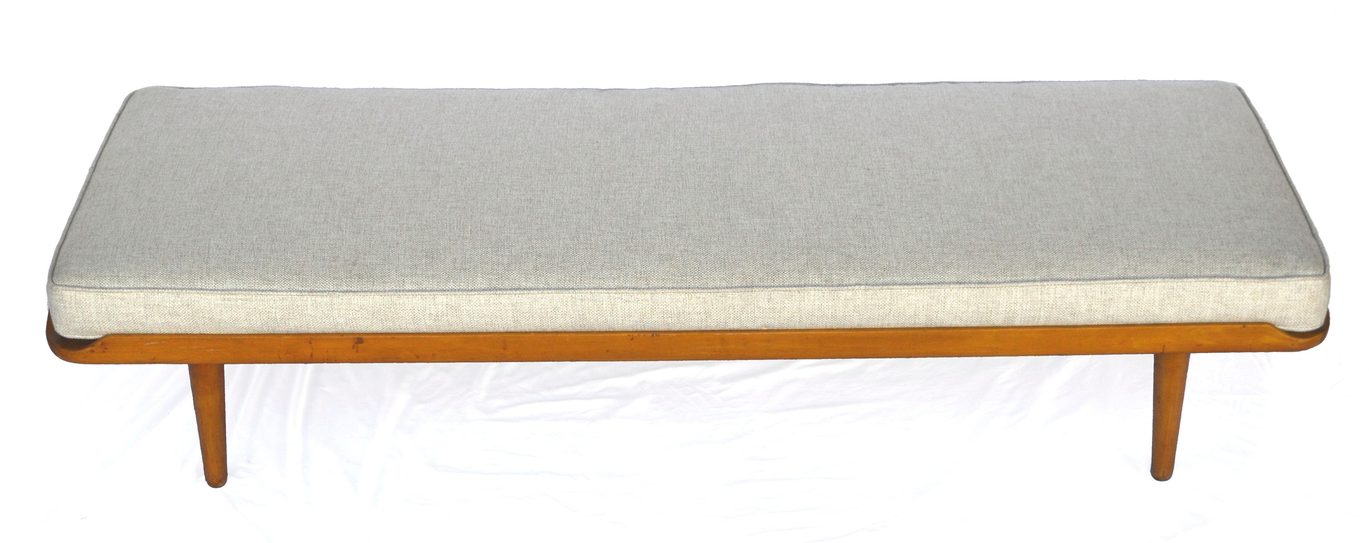 Clean and elegant daybed by Grete Juel Jalk (Denmark, 1920–2006) for Bovirke Furniture Denmark. Designed and manufactured in Copenhagen, Denmark. Includes a reproduction cushion in the original style. Grete Juel Jalk (1920–2006) was a Danish
