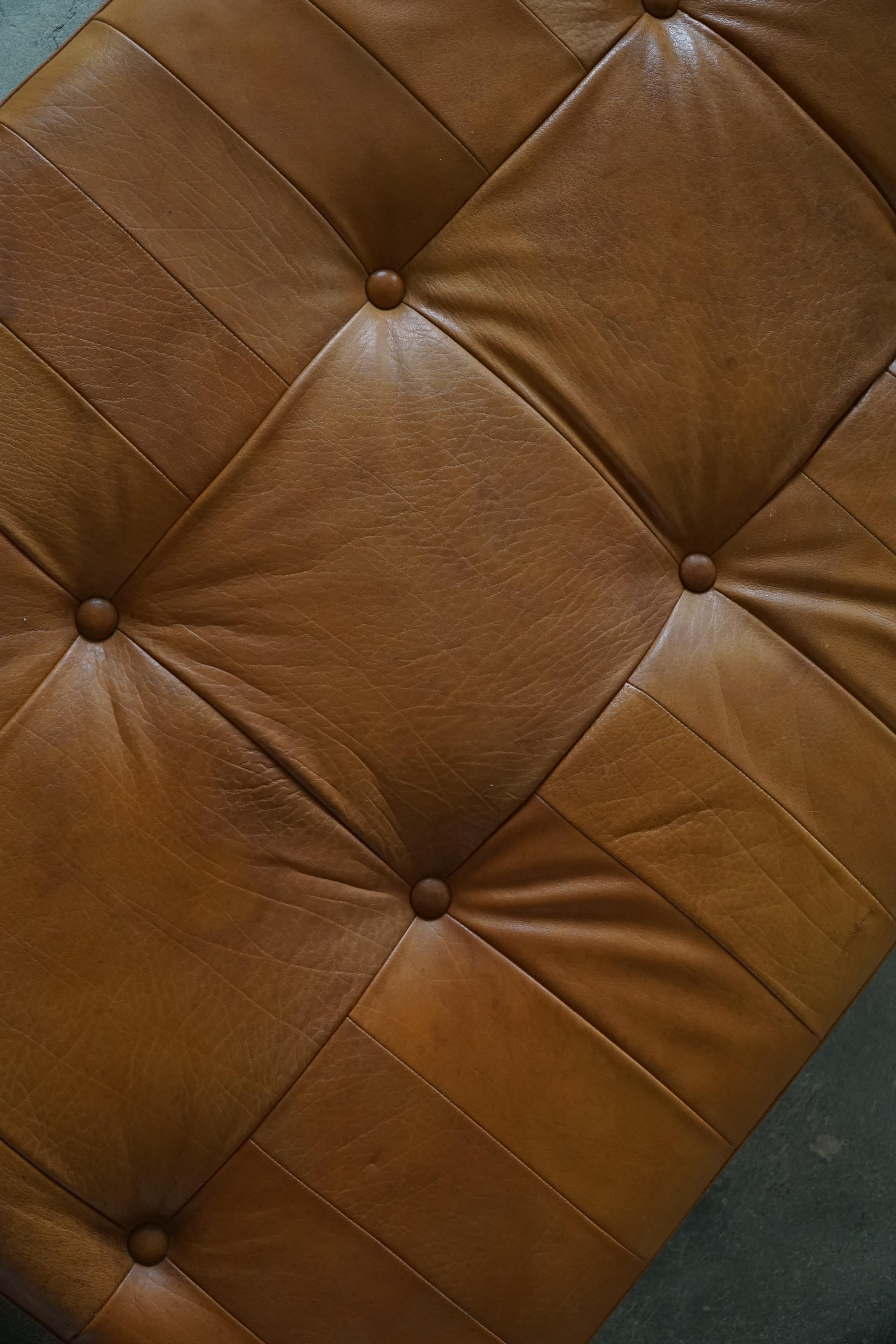 Danish Mid-Century Modern Daybed/Sofa in Cognac Brown Leather, Made in 1960s 4