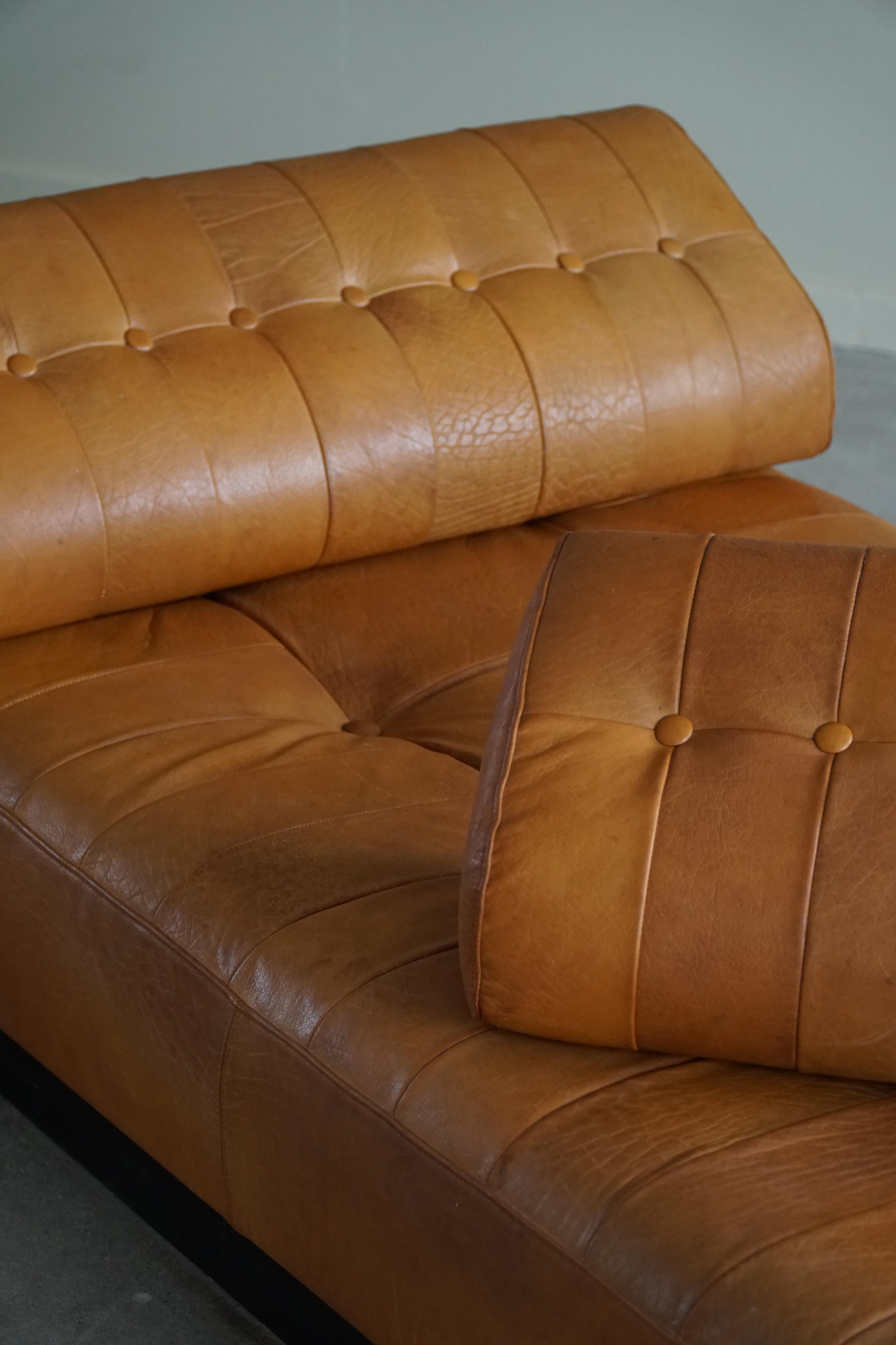 Danish Mid-Century Modern Daybed/Sofa in Cognac Brown Leather, Made in 1960s 2