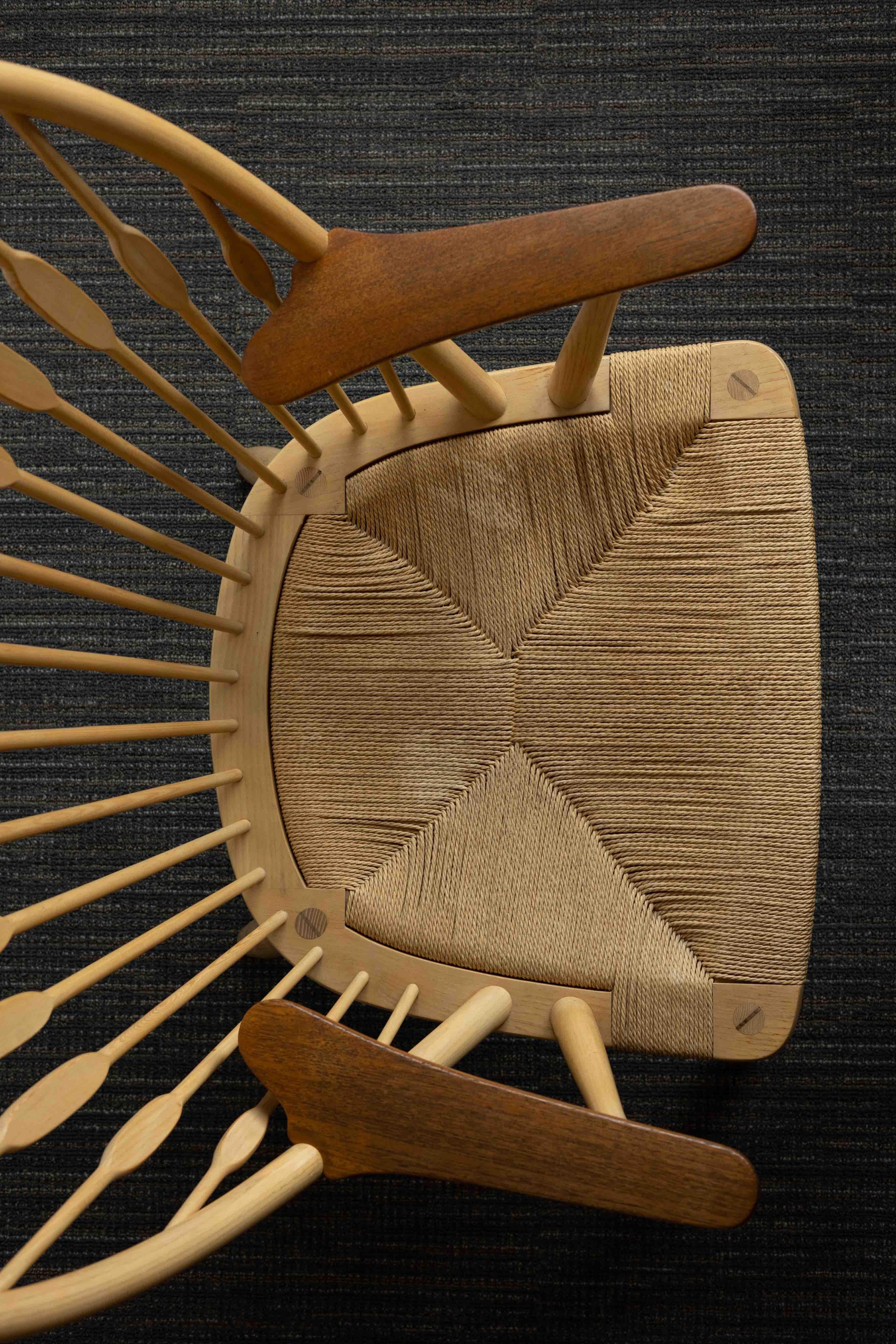 Papercord Danish Mid-Century Modern Design Hans Wegner Peacock Chair For Sale