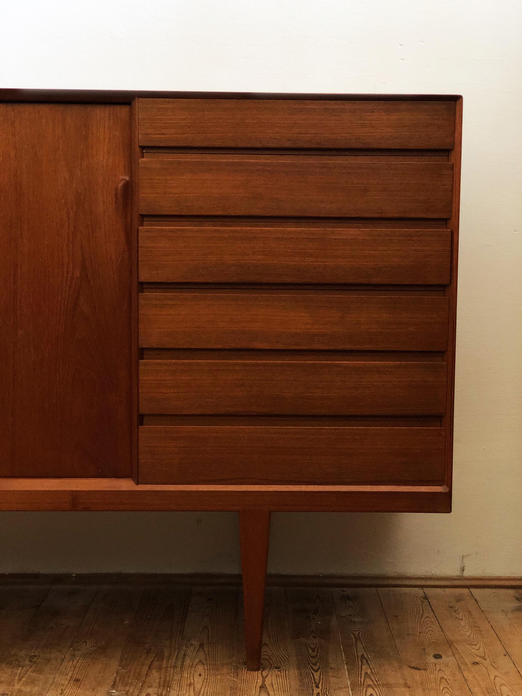 Danish Mid-Century Modern Design Teak Credenza by Henry Rosengren Hansen 1