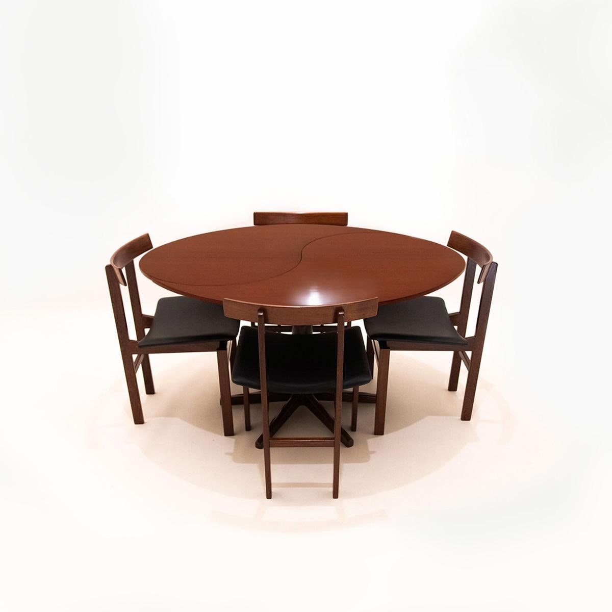 mid century modern round dining table for 6