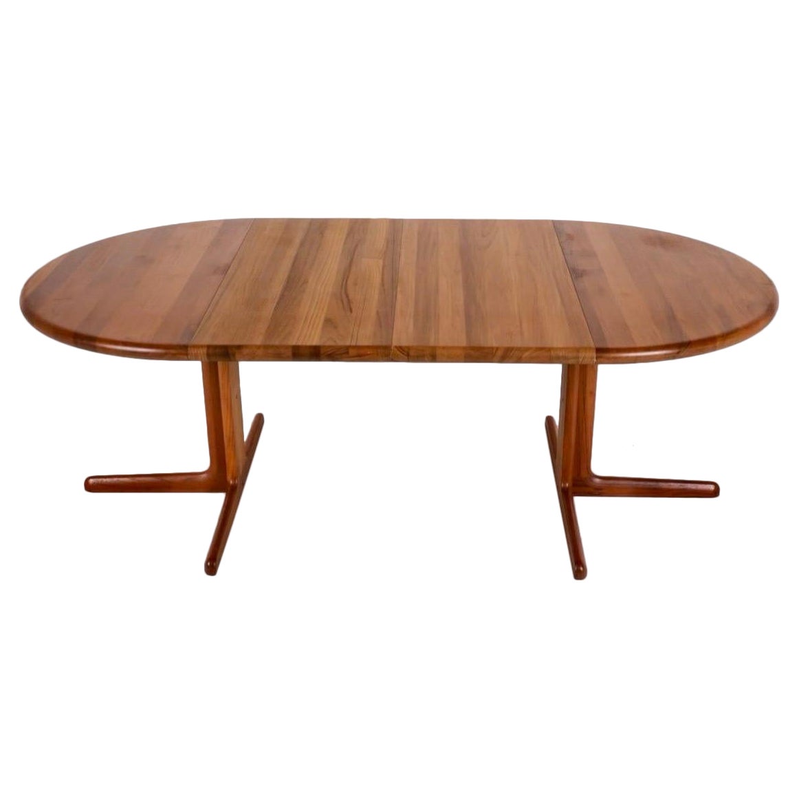Danish Mid Century Modern Dyrlund Teak Extendable Dining Room Pedestal Table