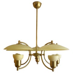 Danish Mid Century Modern Ernst Voss Brass Chandelier