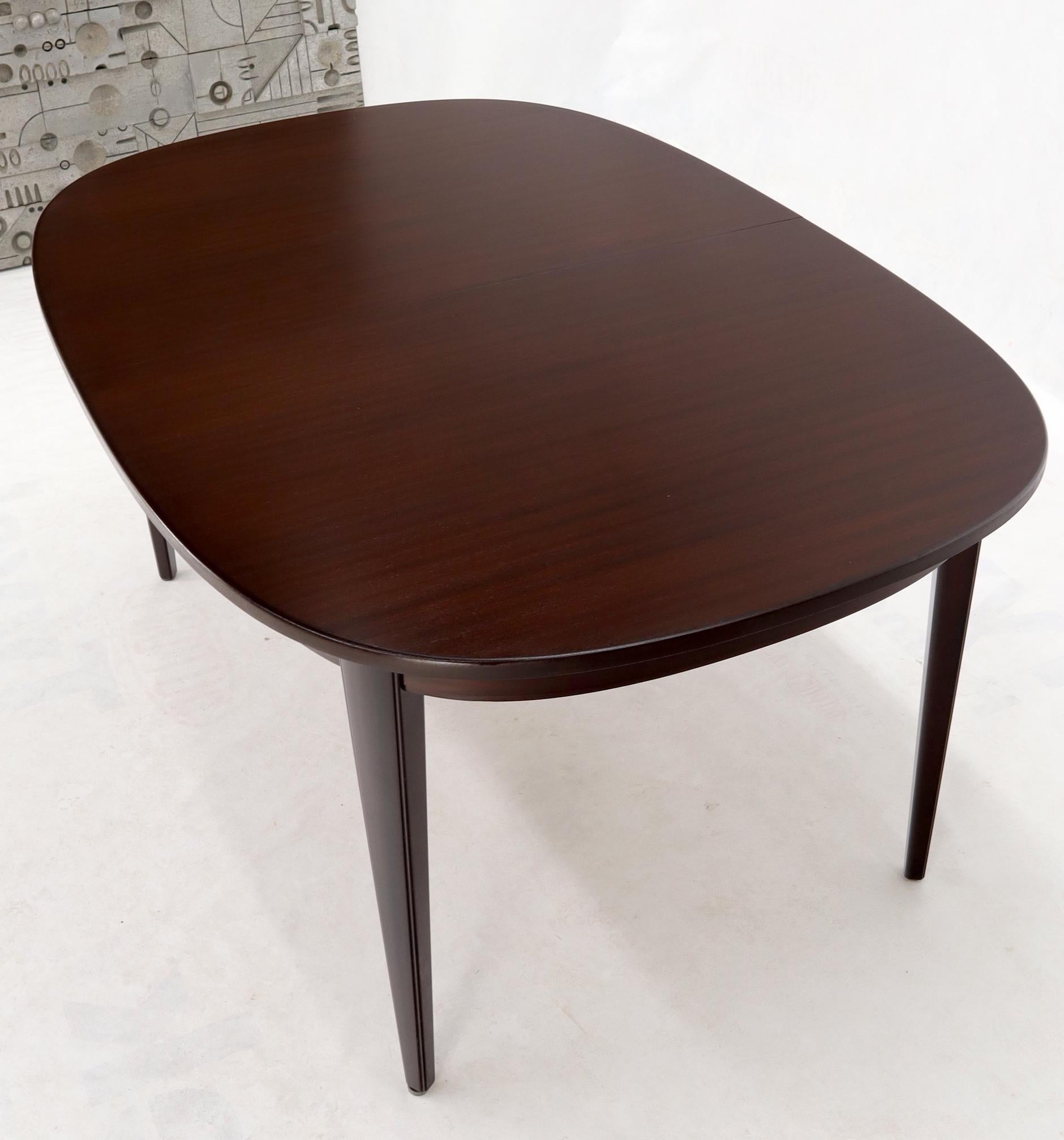 Danish Mid-Century Modern Espresso Mahogany Oval Dining Table w/ Two Extensions 4