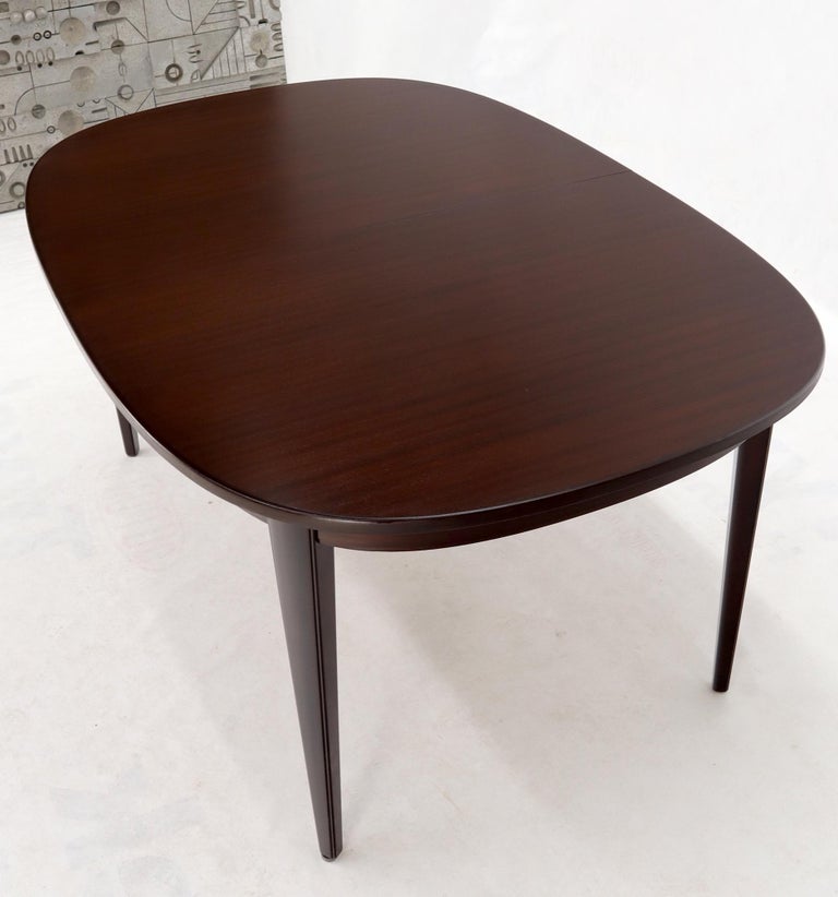 Danish Mid-Century Modern Espresso Mahogany Oval Dining Table w/ Two Extensions at 1stDibs