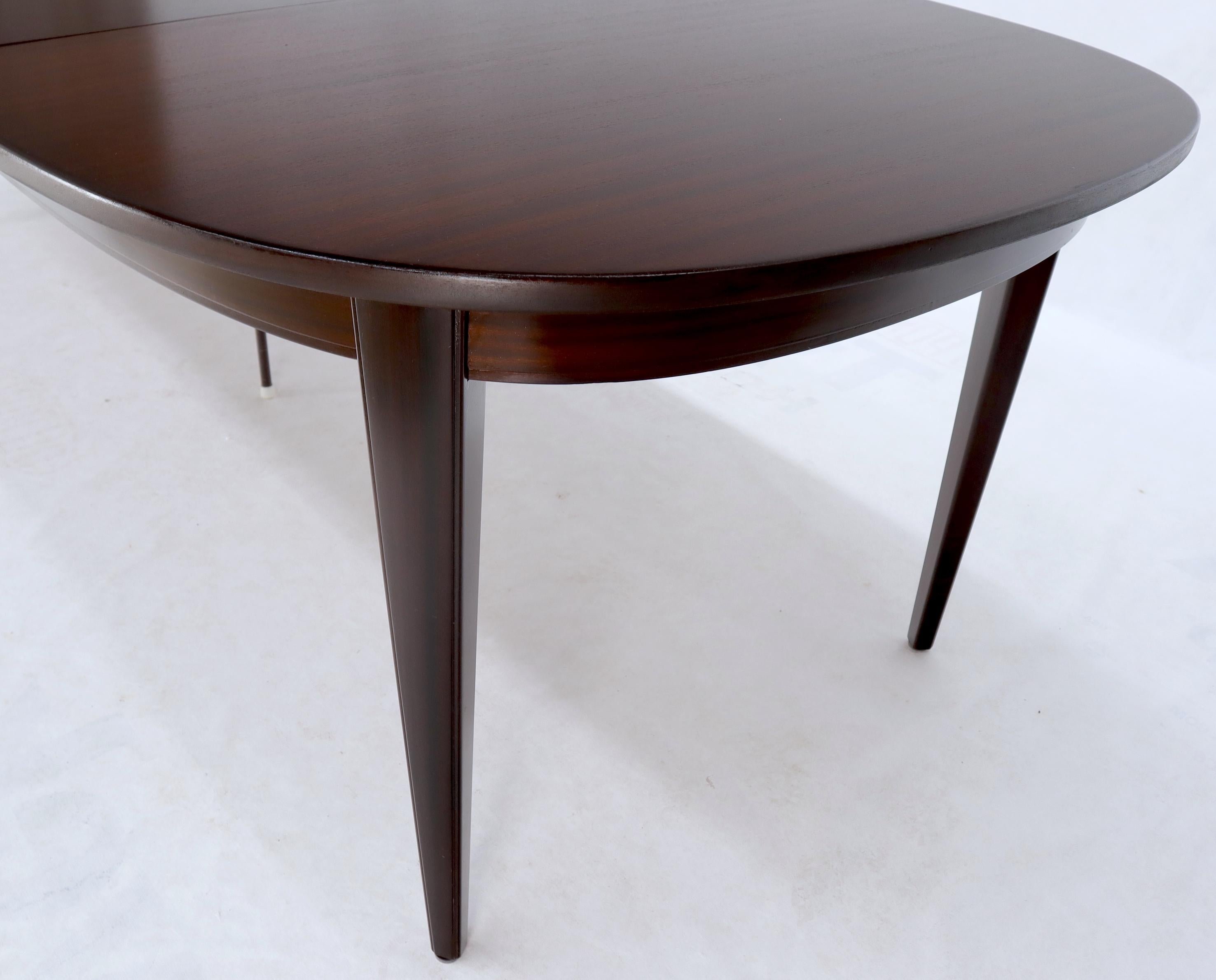 Lacquered Danish Mid-Century Modern Espresso Mahogany Oval Dining Table w/ Two Extensions