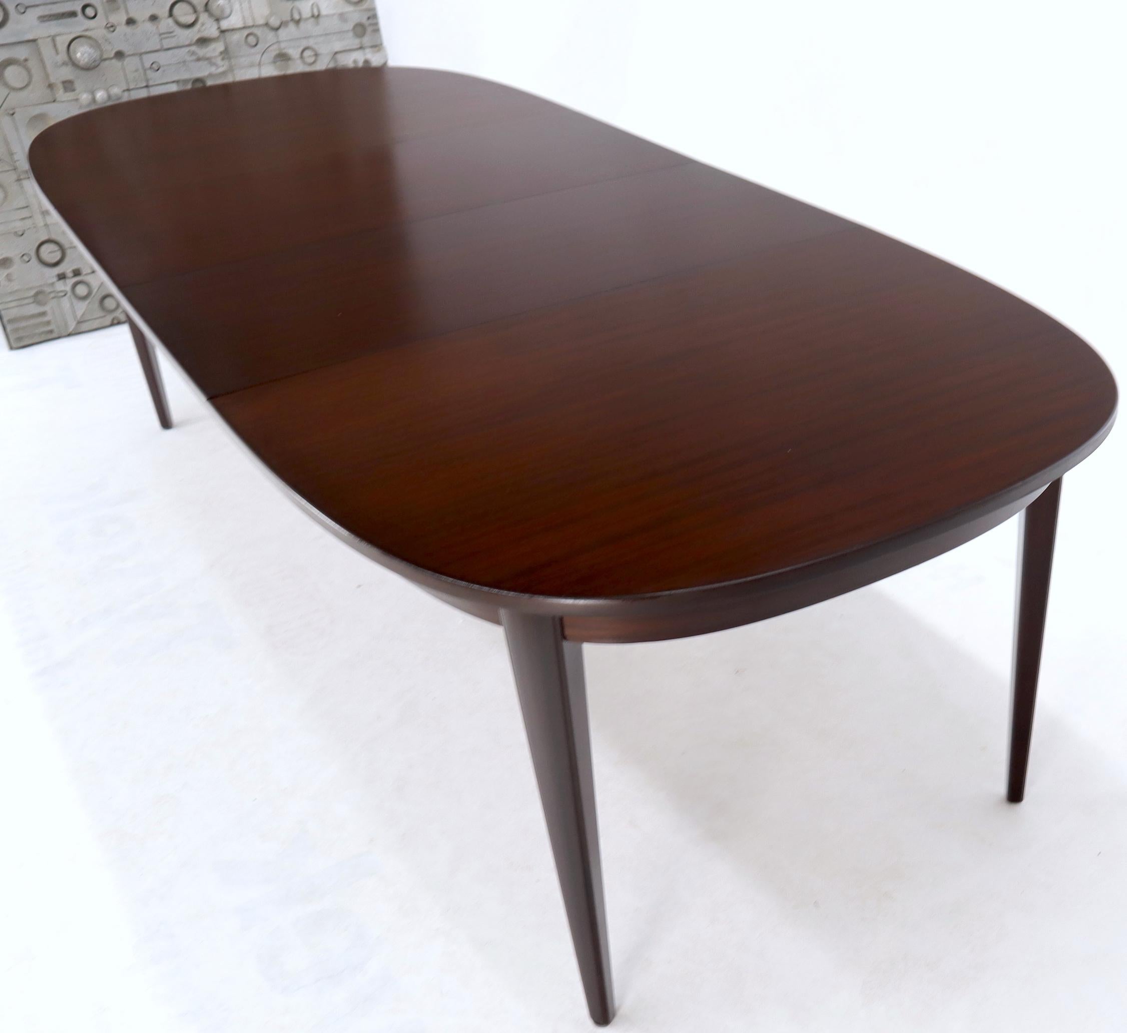 Danish Mid-Century Modern Espresso Mahogany Oval Dining Table w/ Two Extensions In Excellent Condition In Rockaway, NJ
