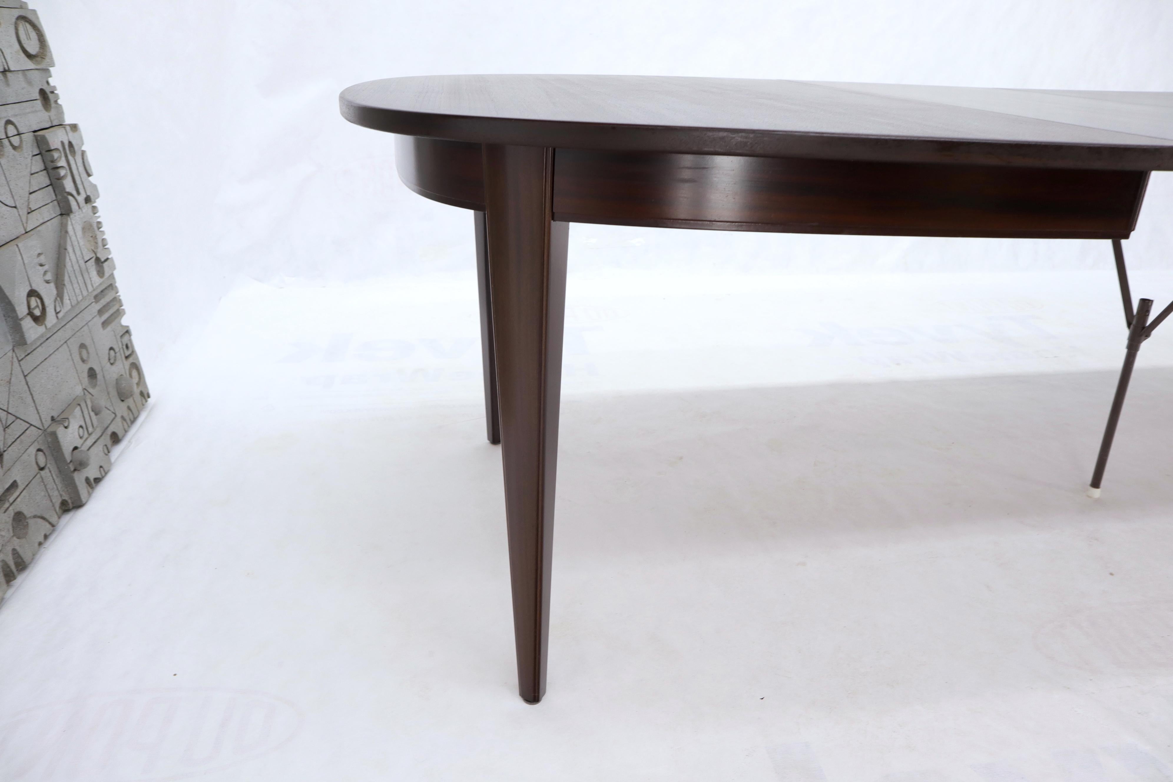 Danish Mid-Century Modern Espresso Mahogany Oval Dining Table w/ Two Extensions 1