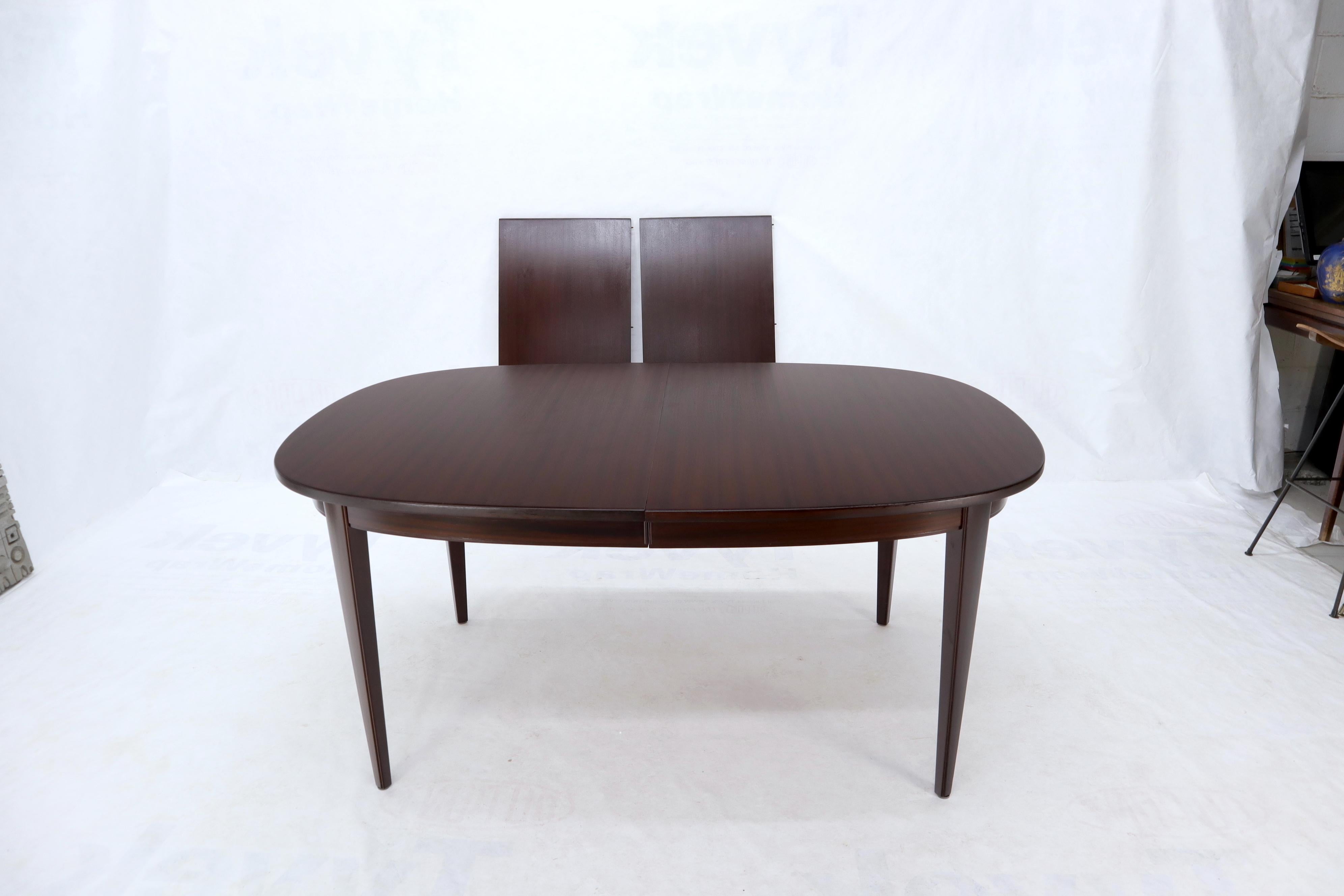 Danish Mid-Century Modern Espresso Mahogany Oval Dining Table w/ Two Extensions 2