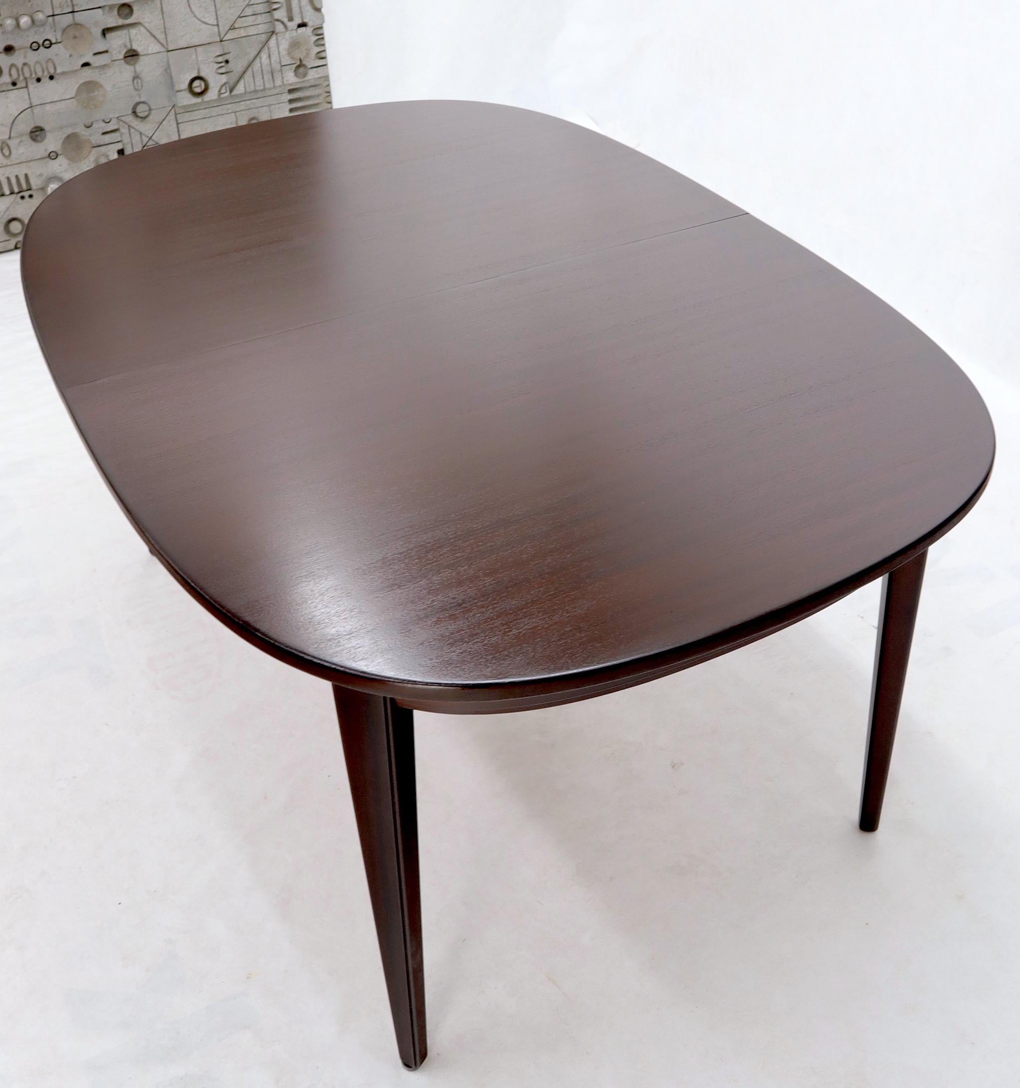 Danish Mid-Century Modern Espresso Mahogany Oval Dining Table w/ Two Extensions 3