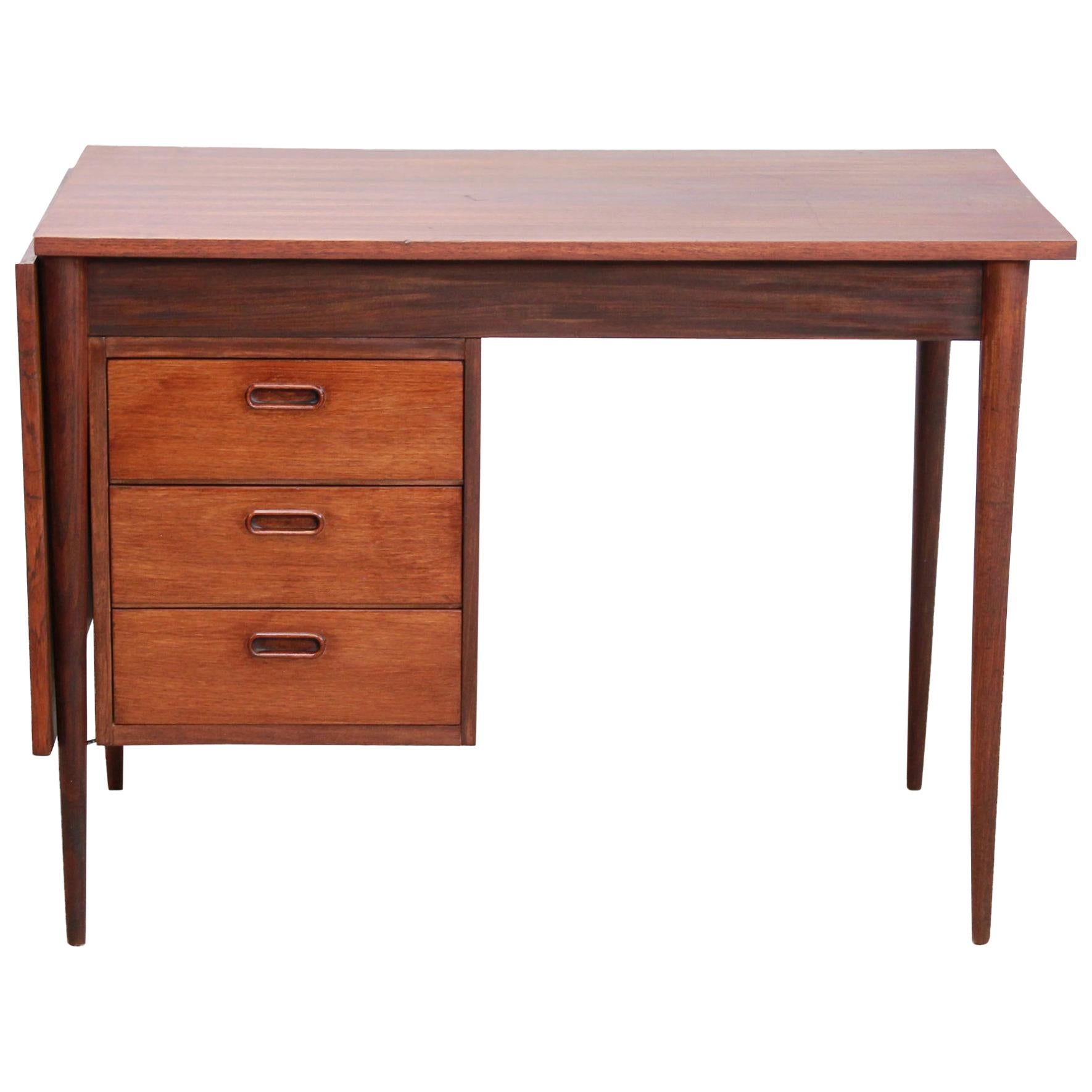 Danish Mid-Century Modern Expandable Drop-Leaf Desk in Teak