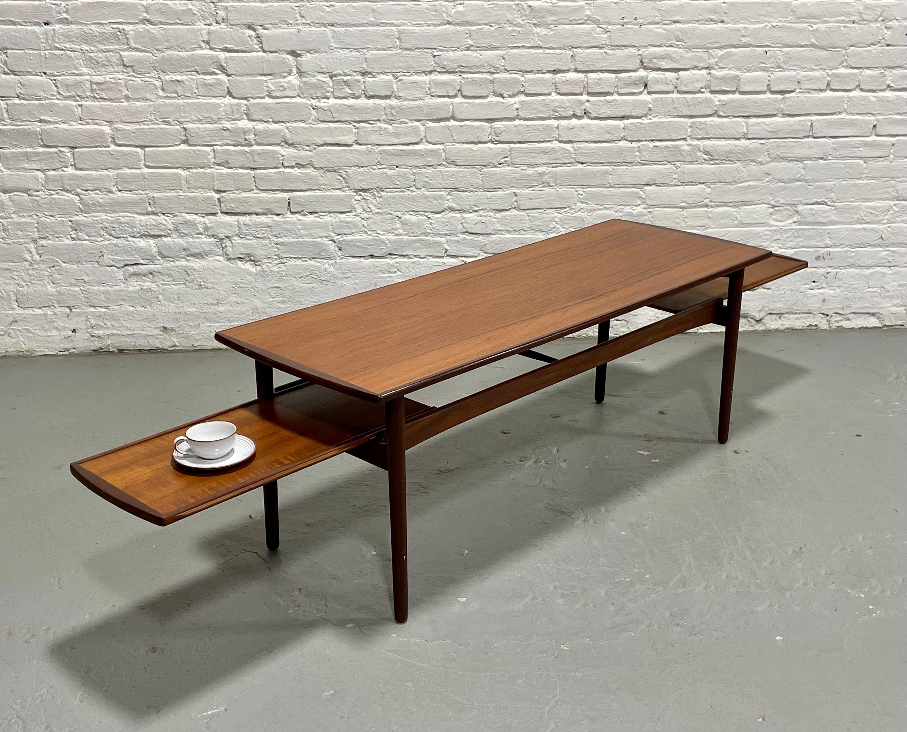 Danish Mid Century MODERN Expanding Teak COFFEE TABLE by Bramin, c. 1960s For Sale 5